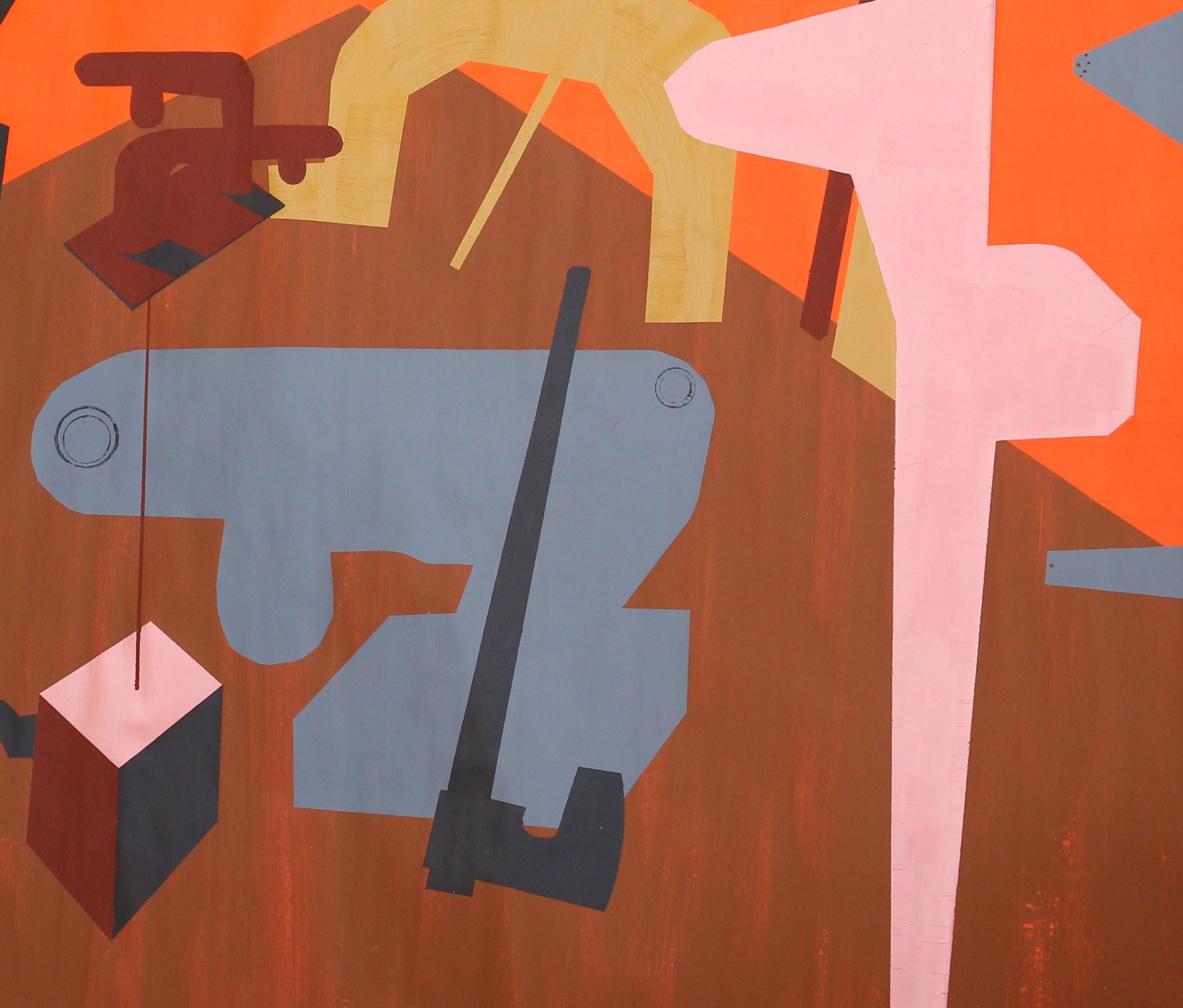 Estudio Escultor con la Columna Interminable, 2016
Acrílico sobre lienzo
82 43/64 A x 107 7/8 A pulg.
210 A x 374 A cm

La referencia del artista a los mitos fundamentales de la humanidad y su análisis desde la perspectiva de la sociedad