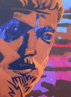 Autorretrato como Filósofo Antiguo - Siglo XXI, Retrato Masculino, Azul, Rosa