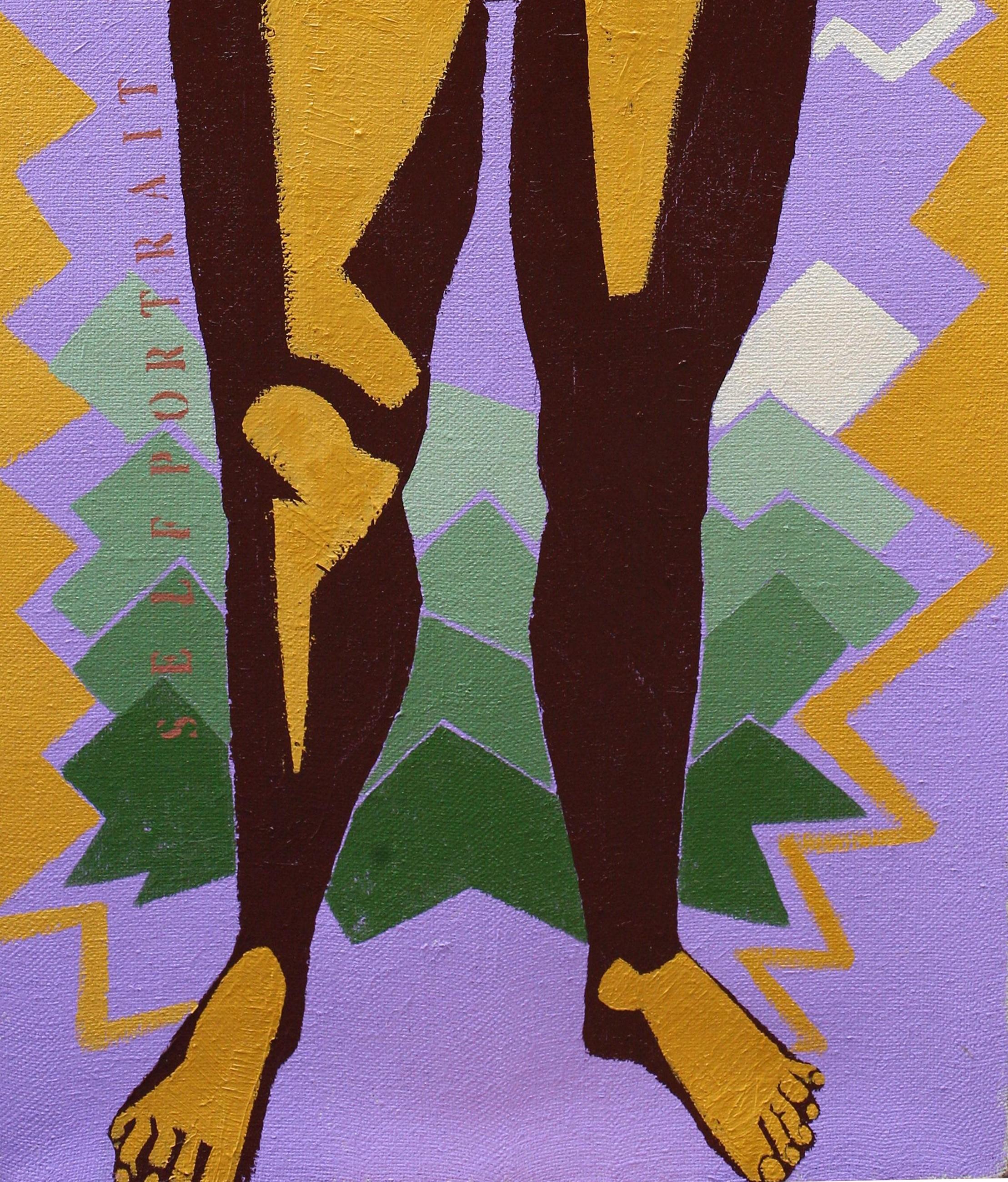 Self-portrait in the Beginning of Time - Contemporary, Female, Violet, Yellow For Sale 1