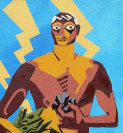 Selfportrait in the Beginning of History - 21st Century, Male, Blue, Brown