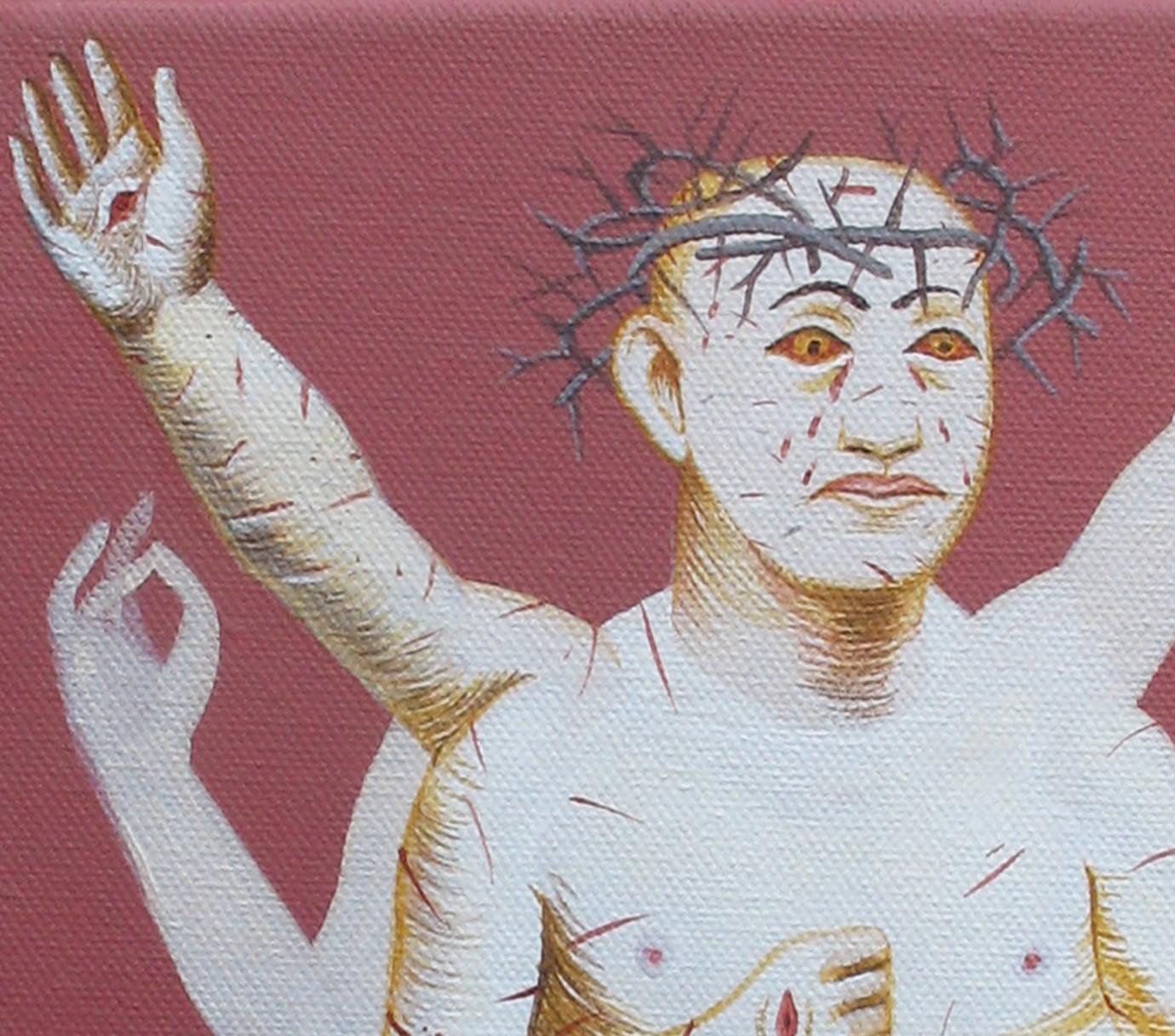 Kleiner Christus 4 - 21. Jahrhundert, zeitgenössische Kunst, Gemälde, figurativ, Totenkopf – Painting von Alexandru Rădvan