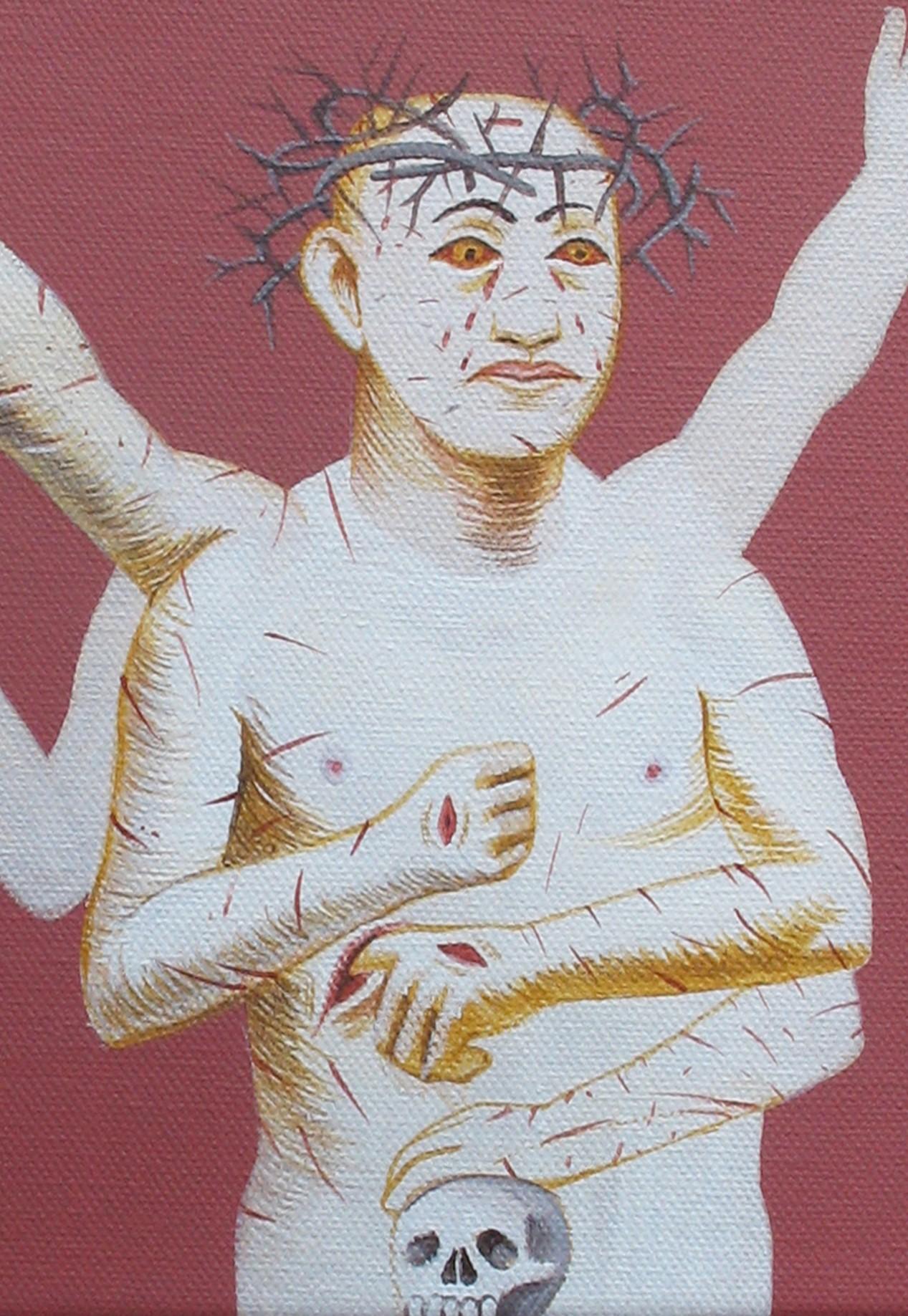 Kleiner Christus 4 - 21. Jahrhundert, zeitgenössische Kunst, Gemälde, figurativ, Totenkopf (Zeitgenössisch), Painting, von Alexandru Rădvan