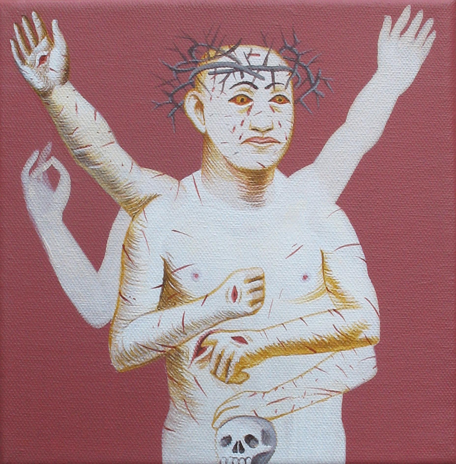 Portrait Painting de Alexandru Rădvan - Pequeño Cristo 4 - Siglo XXI, Arte Contemporáneo, Pintura, Figurativo, Calavera