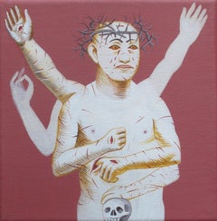 Petit Christ 4 - 21e siècle, Art contemporain, peinture, figuratif, crâne