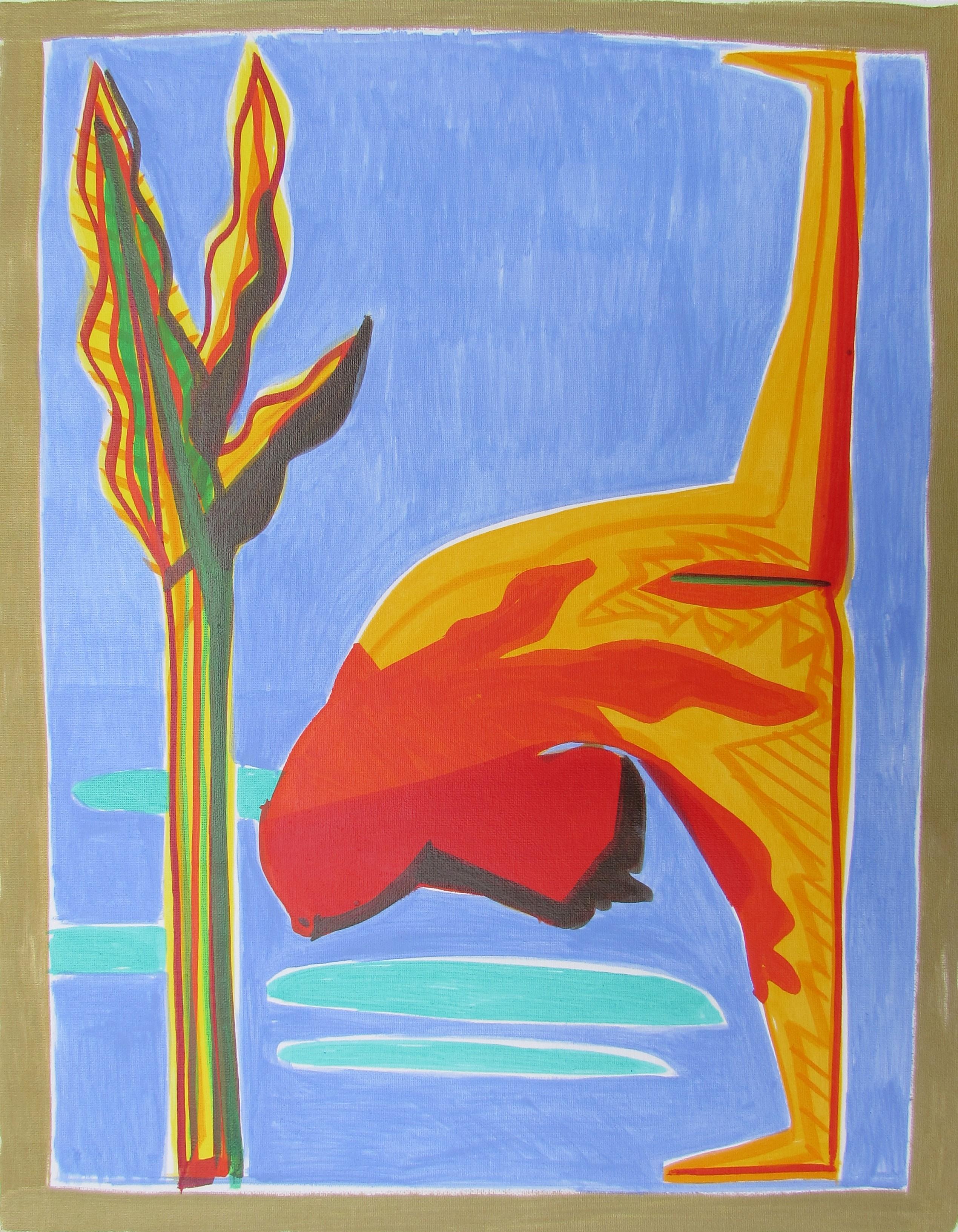 Figurative Painting de Alexandru Rădvan - Mujer extraña III - Contemporáneo, Desnudo, Amarillo, Azul, Mujer, Arte Figurativo