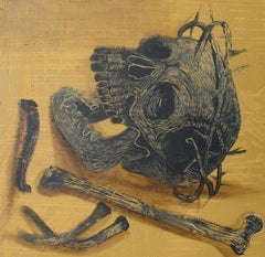 Domenica - Arte contemporanea, Teschio, Pittura figurativa, XXI secolo, Giallo