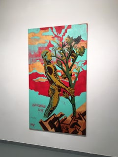 Amore Intoccabile - Contemporaneo, Pittura figurativa, Nudo maschile, Rosso, Albero