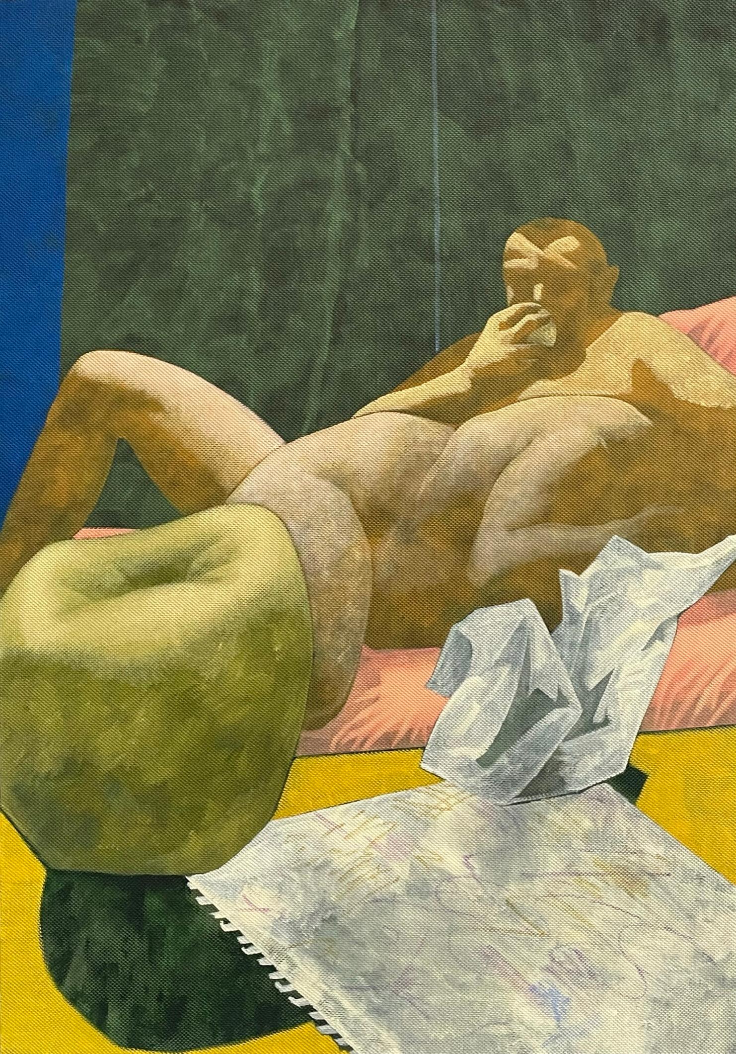 Alexandru Rădvan Figurative Painting - When Nothing Happens - Contemporary Painting, Nude, Couple, Apple