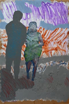 Wind & Dust - 21st Contemporary Art, paysage, peinture figurative, gris 
