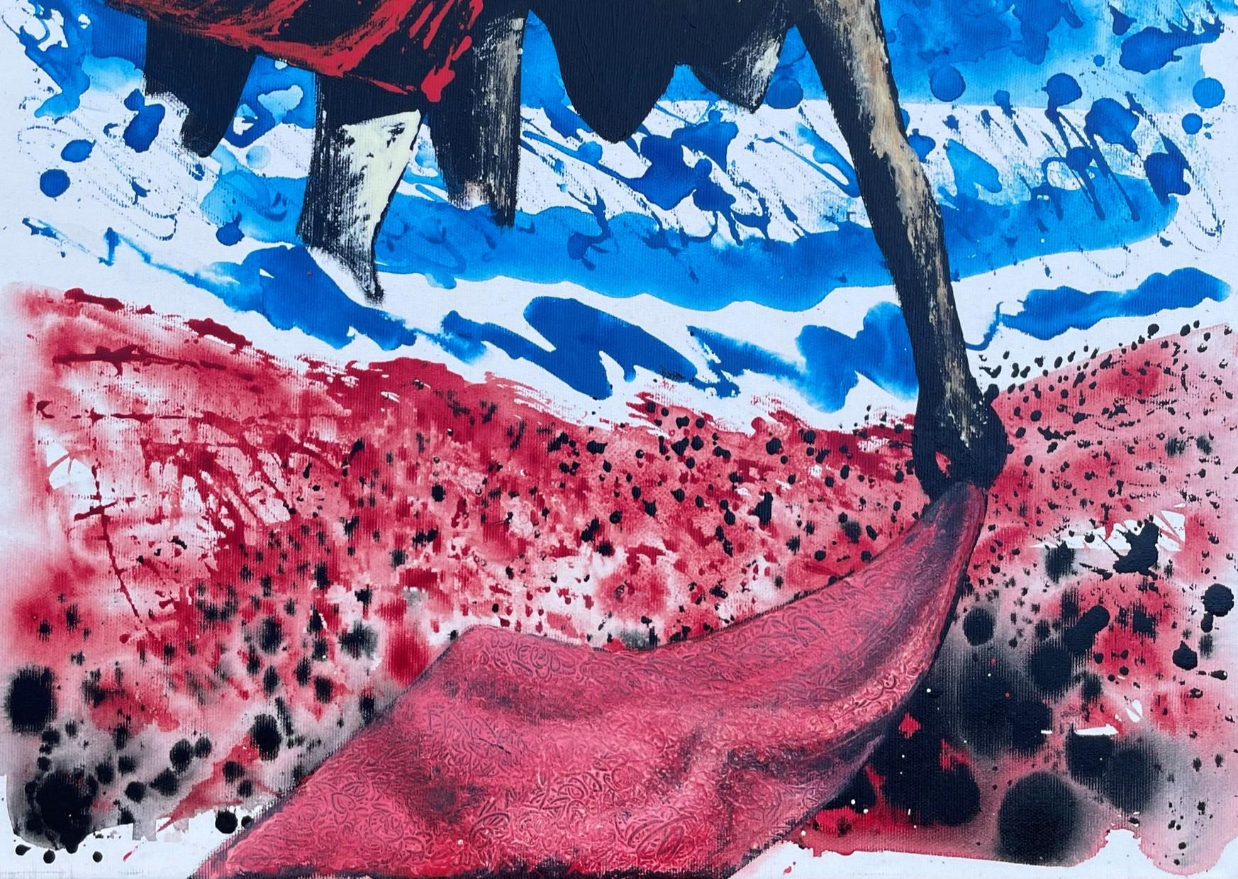 Femmes et eau - 21e sicle, Nu, Rouge, Bleu, Peinture contemporaine, Mer - Contemporain Painting par Alexandru Rădvan