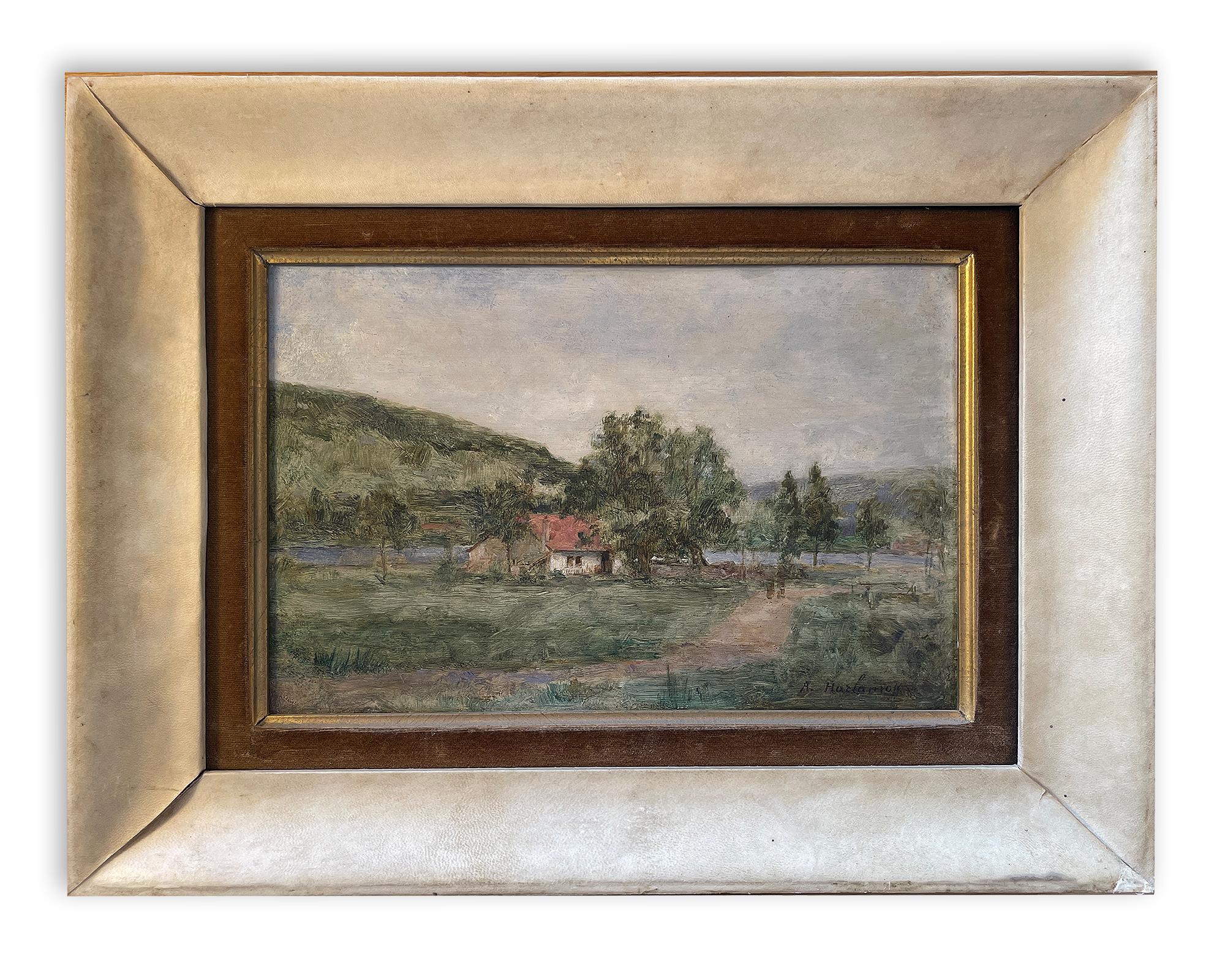 Alexei Alexeievich HARLAMOFF (1840-1925)

Alexei KARLAMOV, Aleksey Alekseevich KHARLAMOV
Russian School
Pair of oil on board depicting landscapes.
Frames in wood and parchment

1 -Red-roofed house nestled among lush trees bordering a river,
Oil on