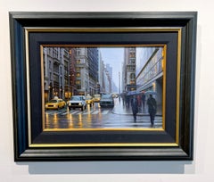 Alexei Butirskiy, "N.Y. Cabbies", 14x20 Manhattan Cityscape Oil Painting