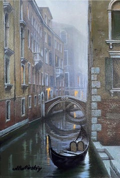 Alexei Butirskiy, "Venetian Serenity", 12x9 Venice Bridge Canal Oil Painting