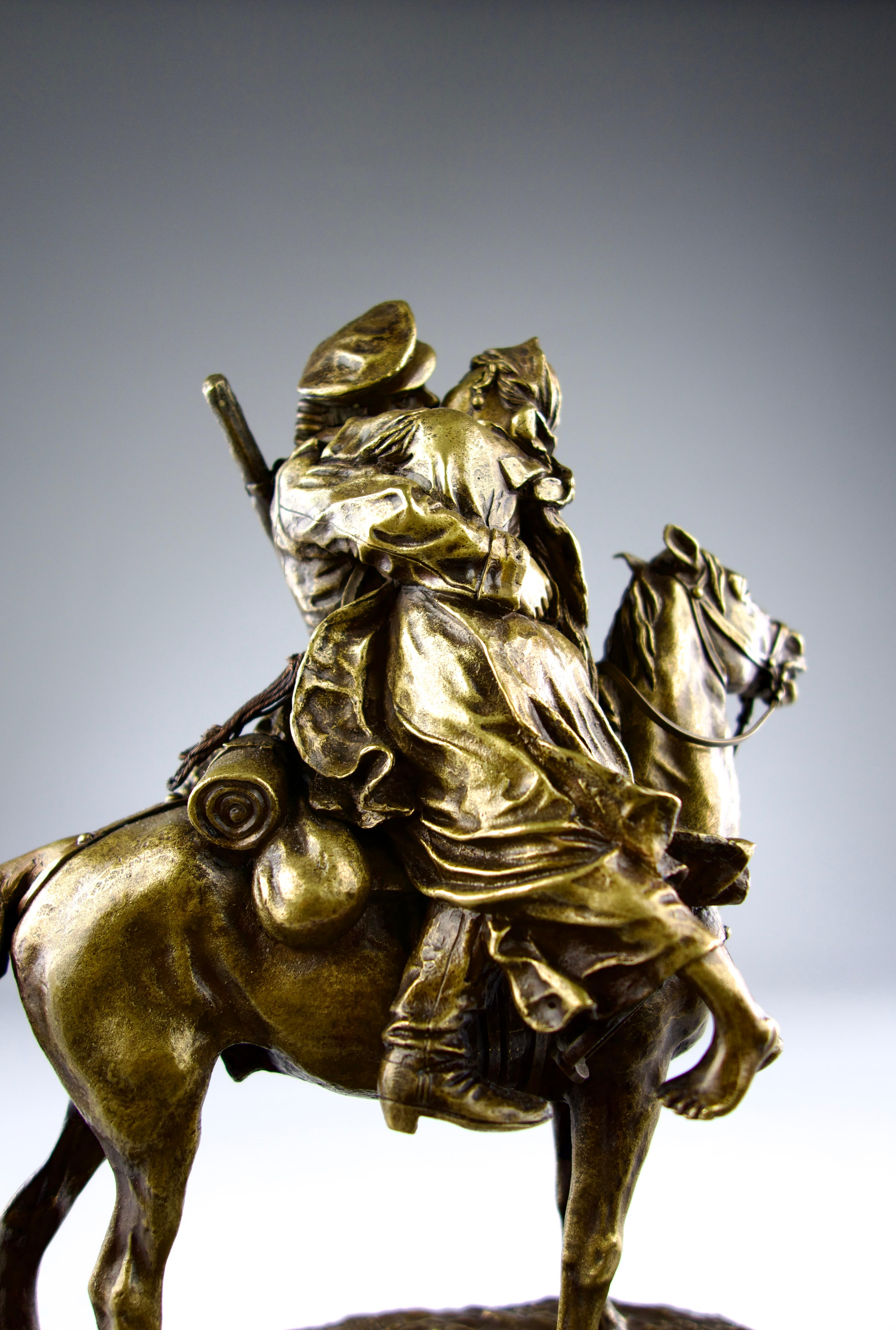 Alexei Petrovitch Gratchev, L'abbraccio del cosacco, scultura in bronzo, Russia in vendita 8