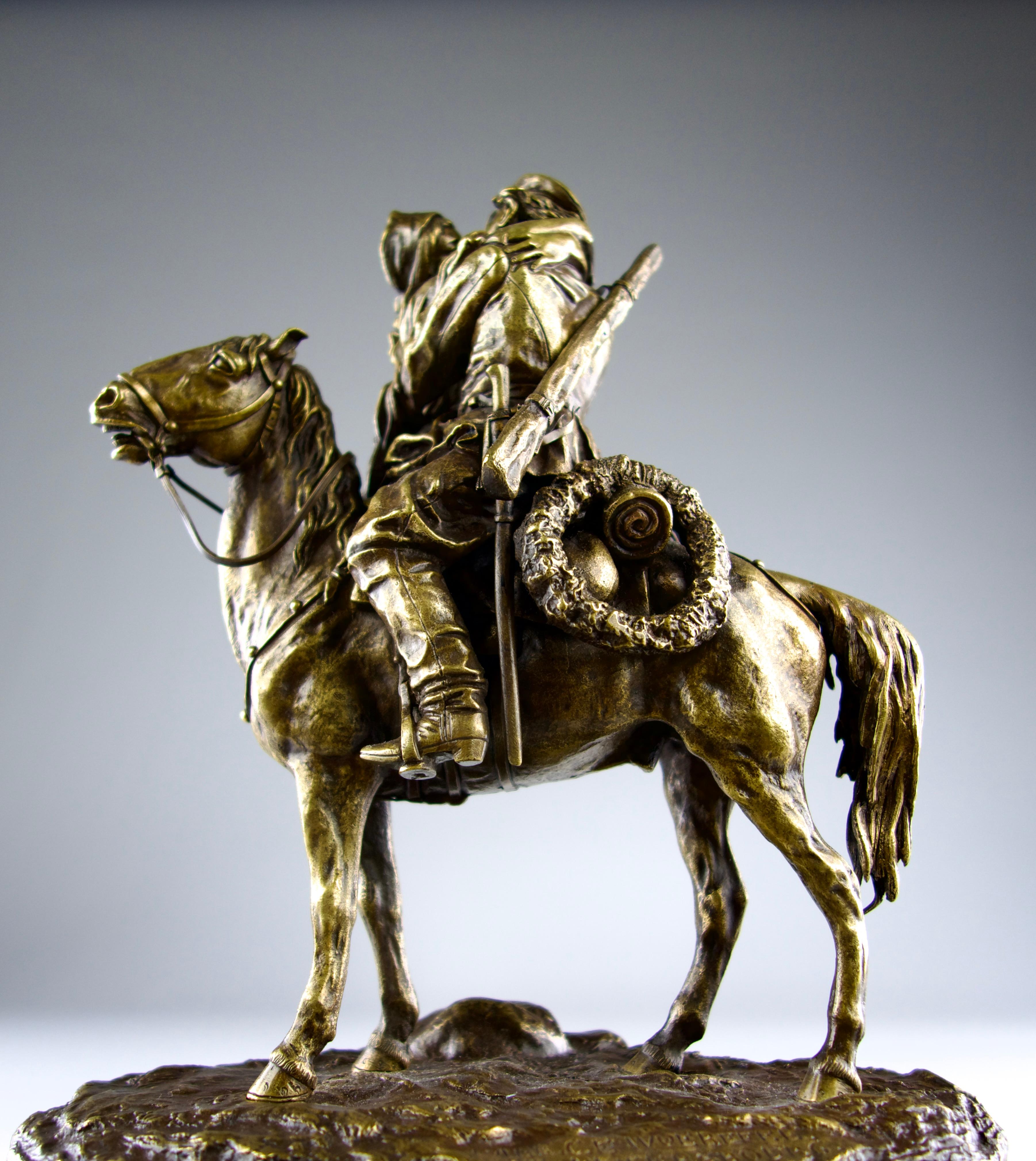 Romantic Alexei Petrovitch Gratchev, The Embrace of the Cossack Bronze Sculpture, Russia For Sale