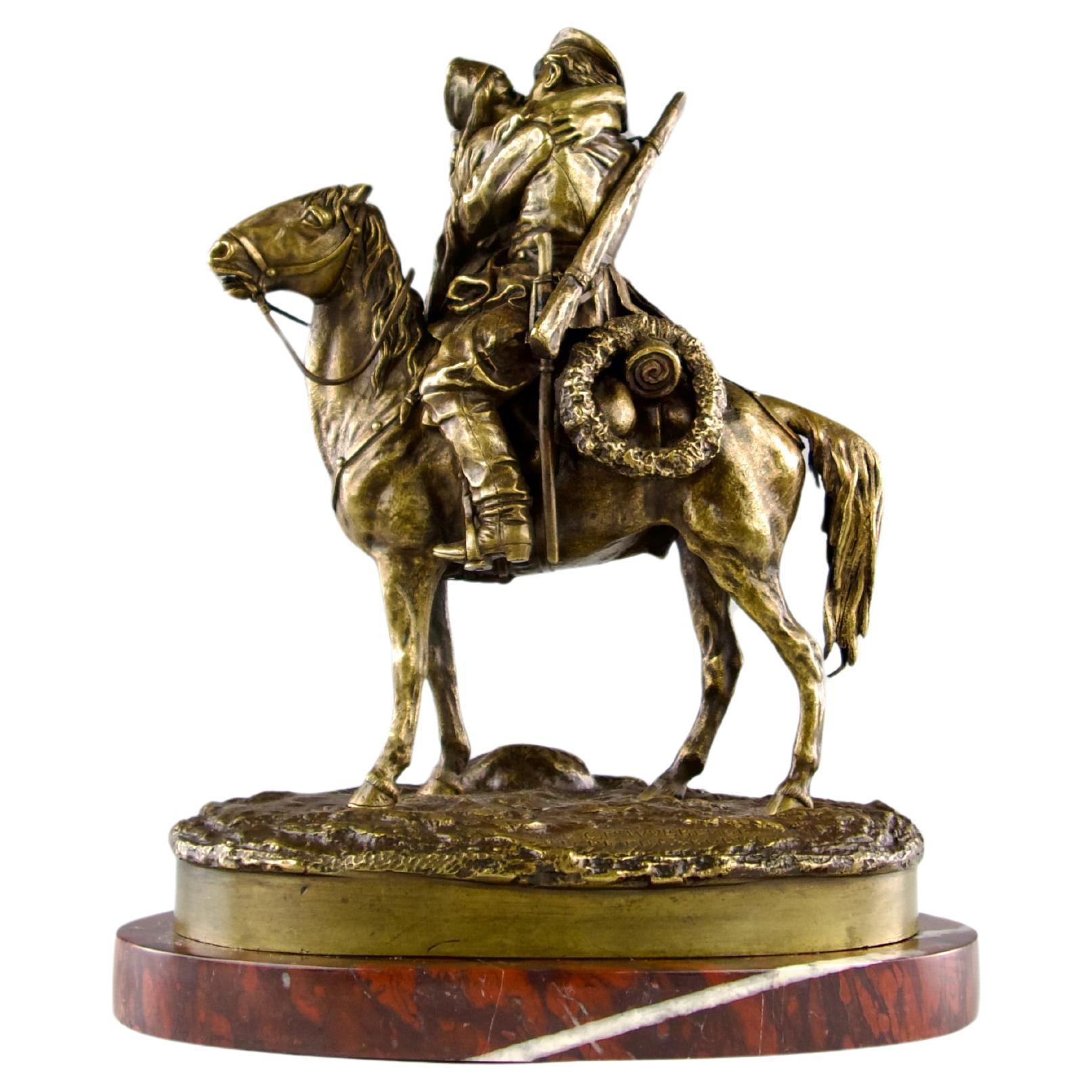 Alexei Petrovitch Gratchev, The Embrace of the Cossack Bronze Sculpture, Russia For Sale