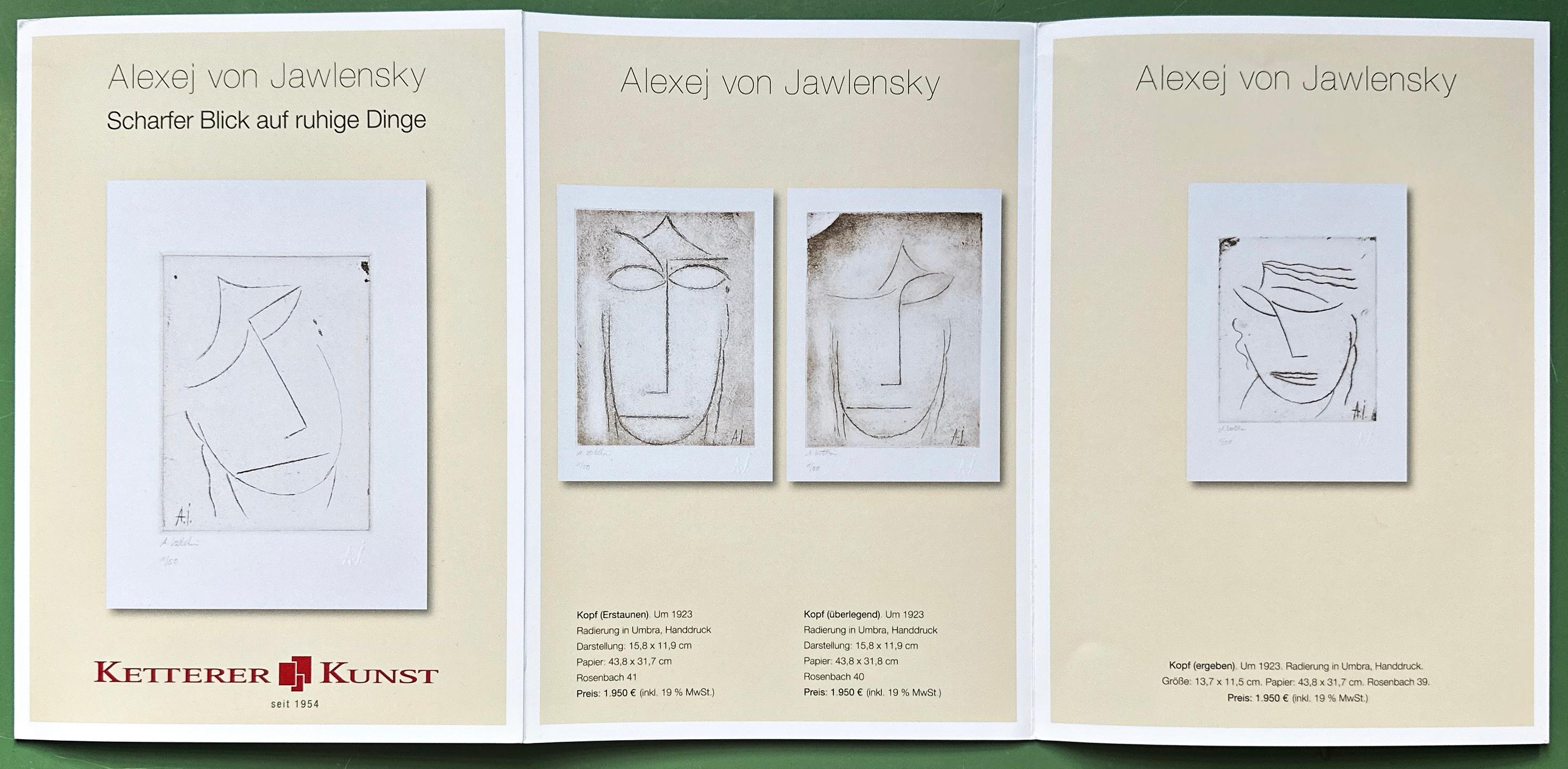 Kopf (Geneigter Kopf), 1923/2014, Expressionist Etching, Posthumous L. Edition For Sale 6