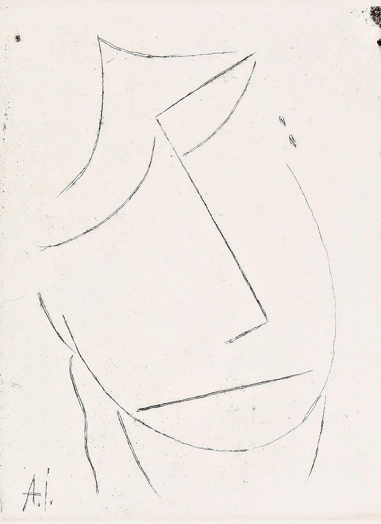 Kopf (Geneigter Kopf), 1923/2014, Expressionist Etching, Posthumous L. Edition For Sale 1