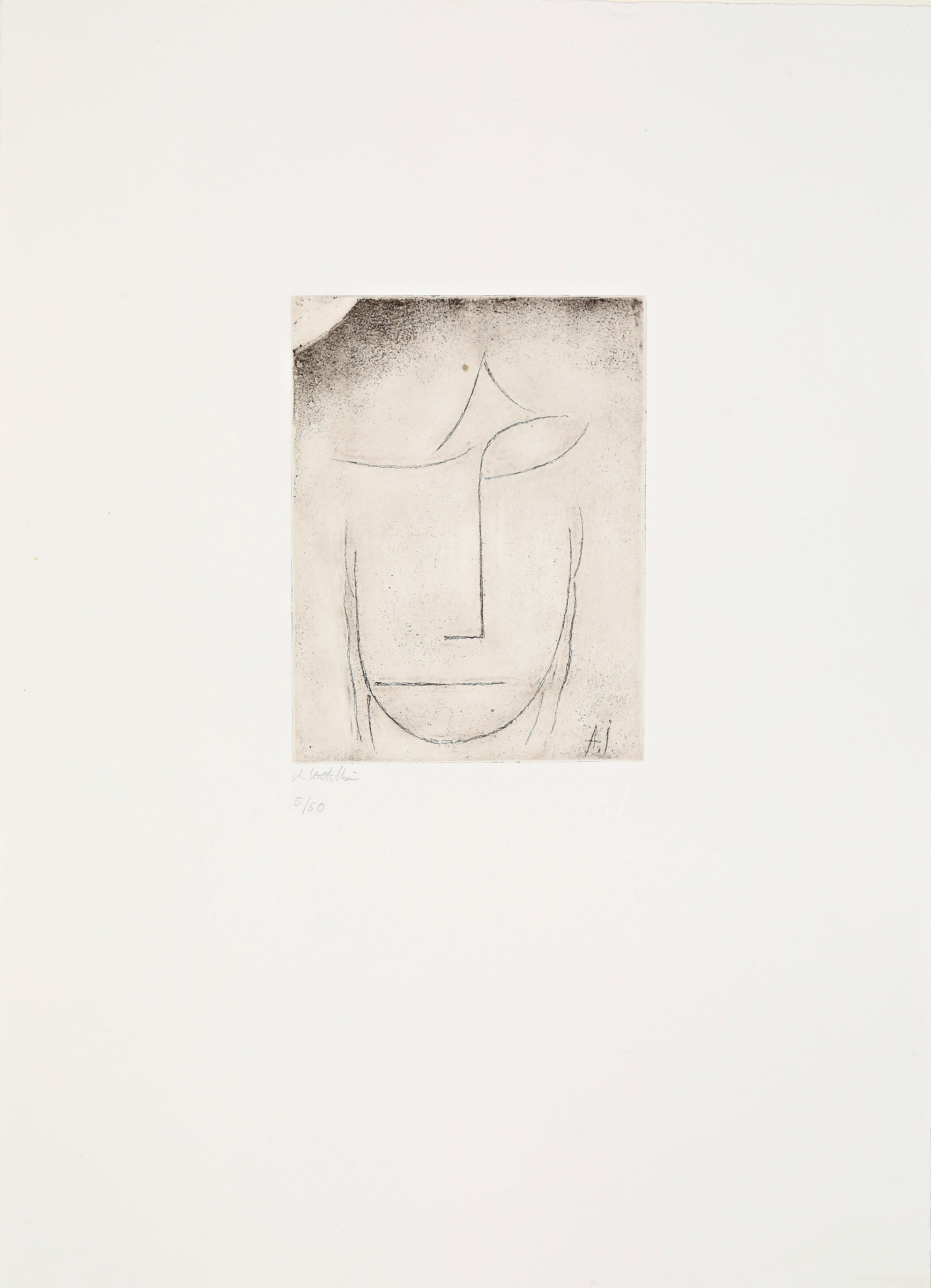Kopf (Überlegend), 1923/2014, Expressionist Etching, Posthumous Limited Edition - Print by Alexej Jawlensky