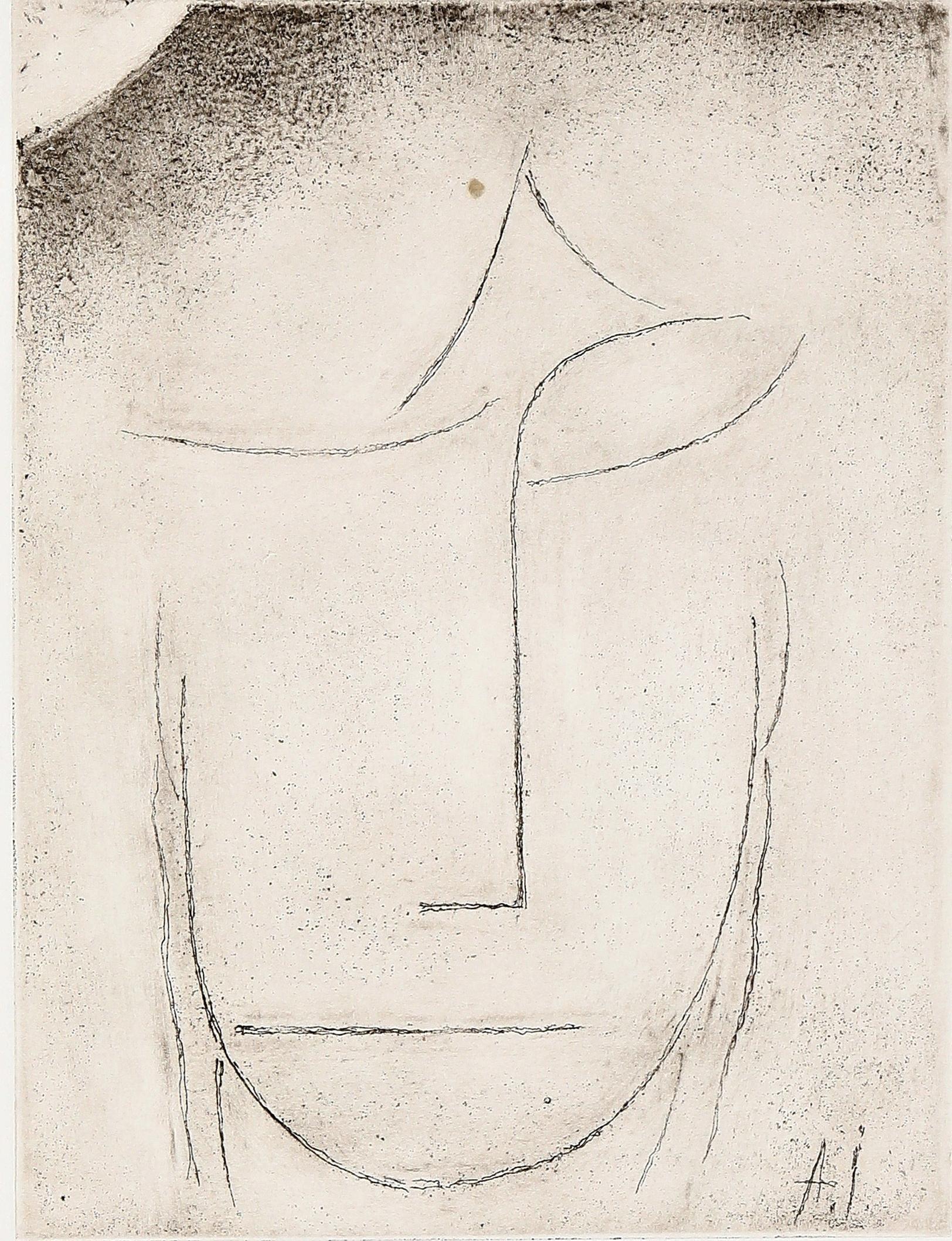 Kopf (Überlegend), 1923/2014, Expressionist Etching, Posthumous Limited Edition For Sale 1