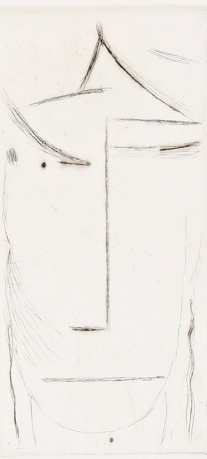 Kopf (Zurückweichend), 1923/2014, Expressionist Etching, Posthumous Ltd. Edition - Gray Portrait Print by Alexej Jawlensky