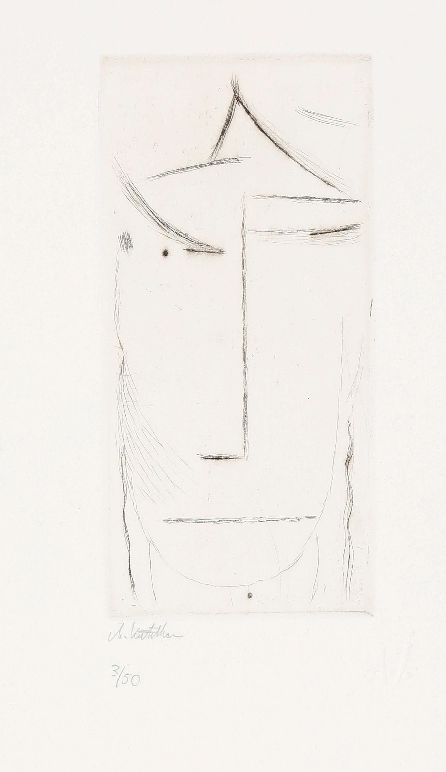 Alexej Jawlensky Portrait Print - Kopf (Zurückweichend), 1923/2014, Expressionist Etching, Posthumous Ltd. Edition