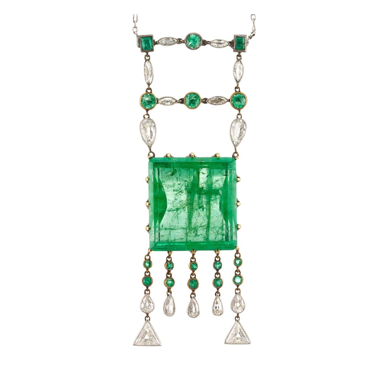 Alexey Denisov-Uralsky Signed Russian Ural Emerald Pendant For Sale