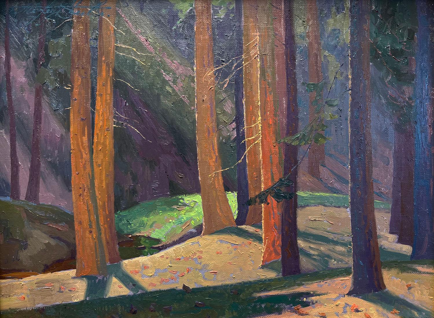 Brilla en la Arboleda; Campamento Big Horn, Lake Arrowhead - Painting de Alexey Steele