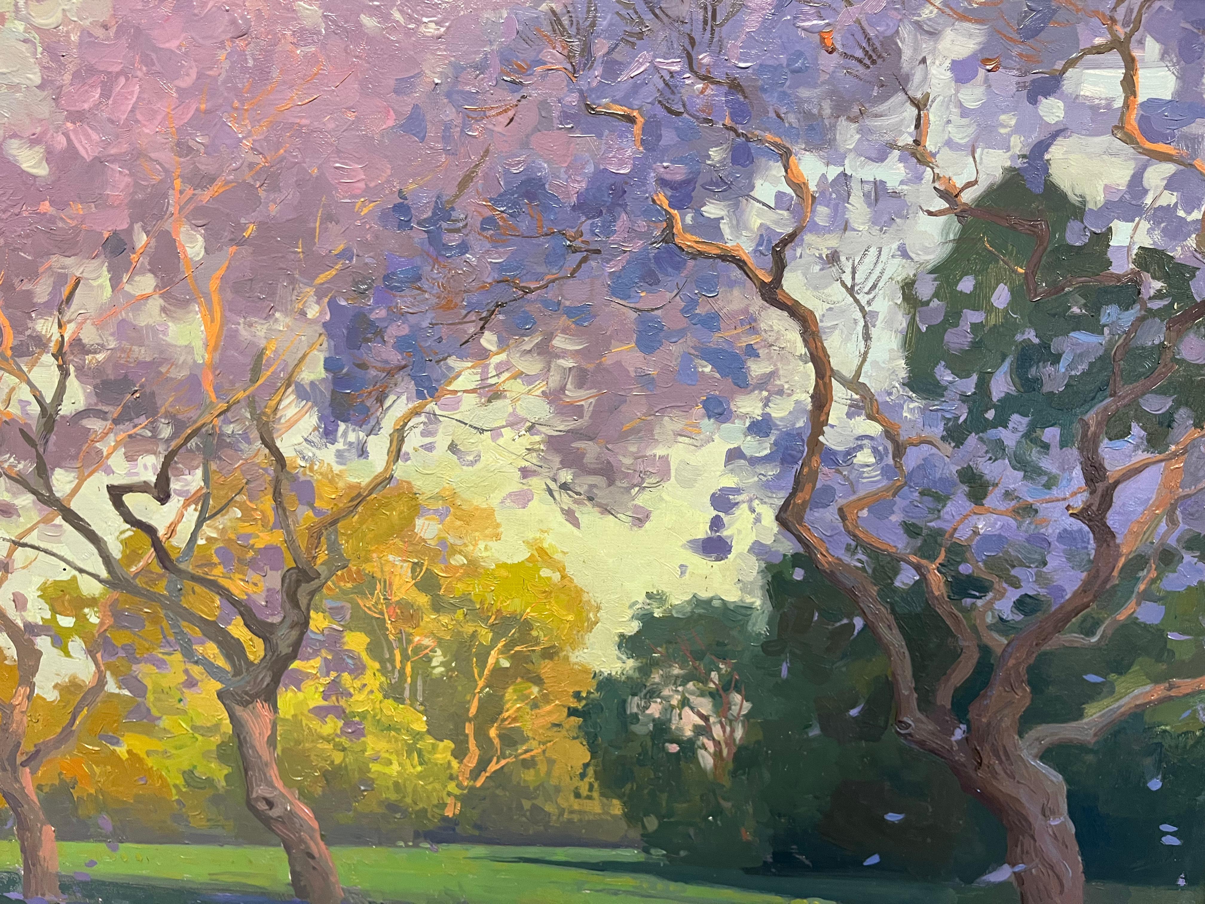 Jacaranda au parc El Marino, Culver City - Impressionnisme Painting par Alexey Steele