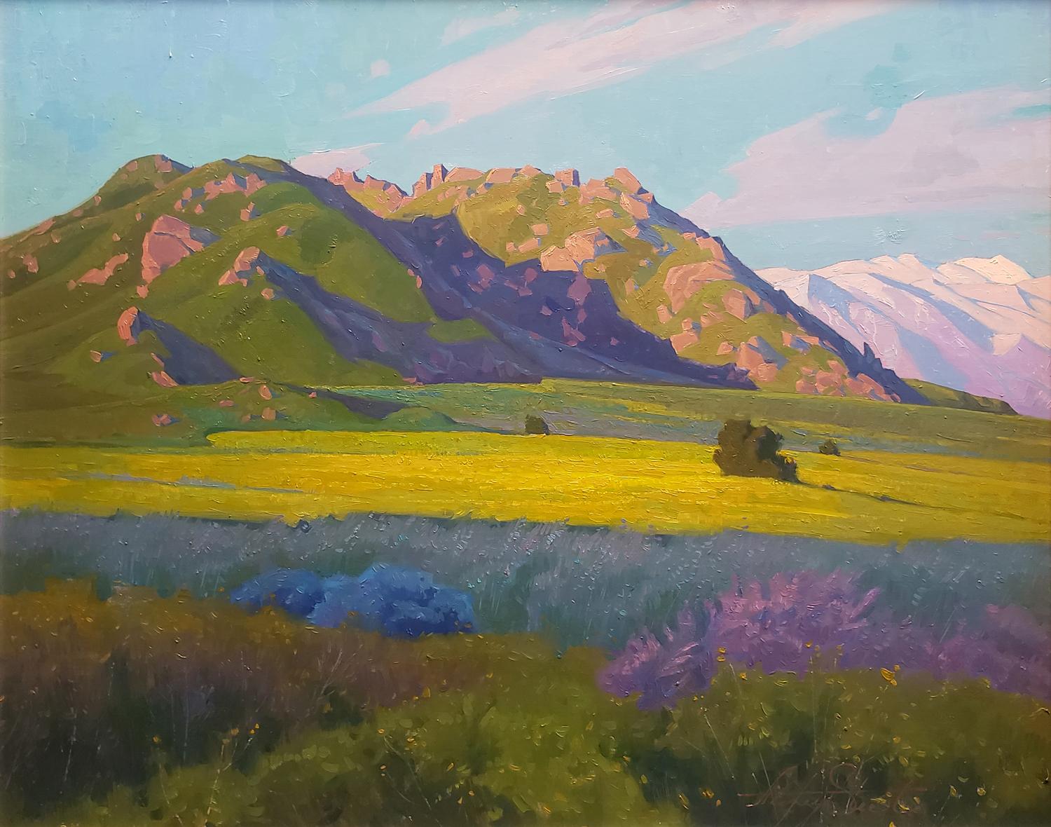 Mustard Field at Lake Perris - Painting by Alexey Steele