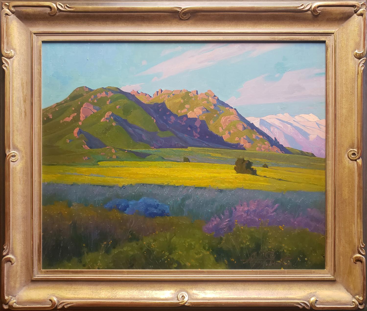 Alexey Steele Landscape Painting - Mustard Field at Lake Perris