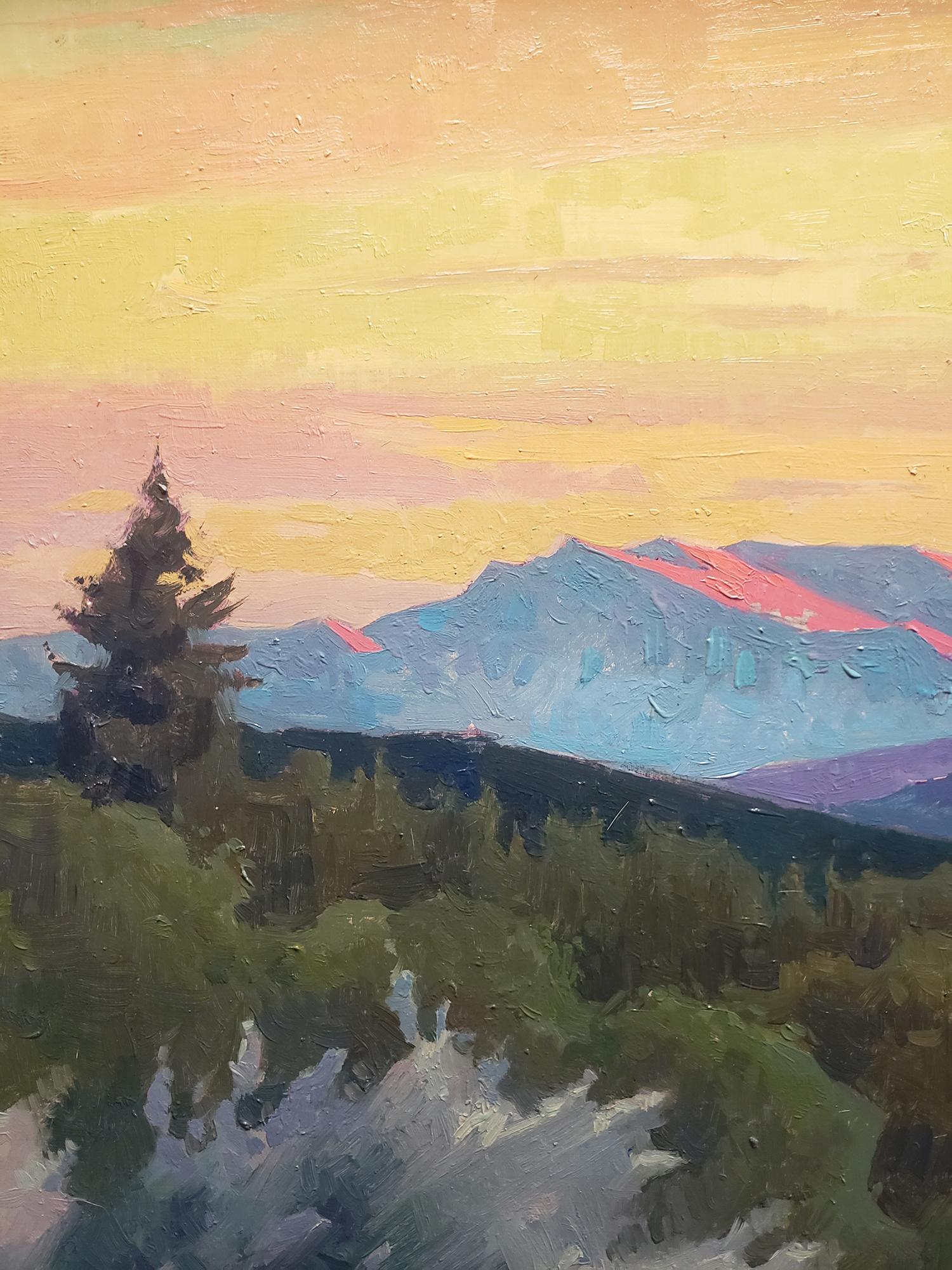 Sunrise at Camp Big Horn; Lake Arrowhead - Realist Painting by Alexey Steele