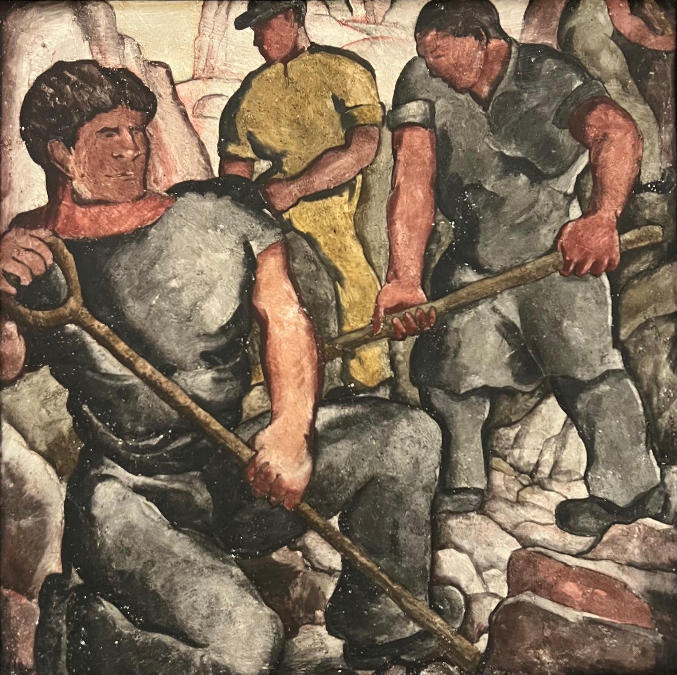 Alexi Many Figurative Painting - Quarry Workers