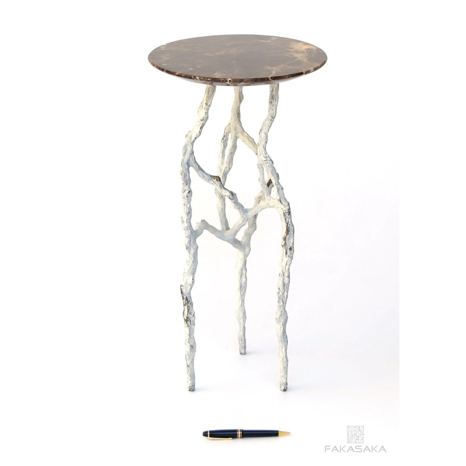 Alexia 3 Drink Table with Marrom Imperial Marble Top by Fakasaka Design In New Condition For Sale In Geneve, CH