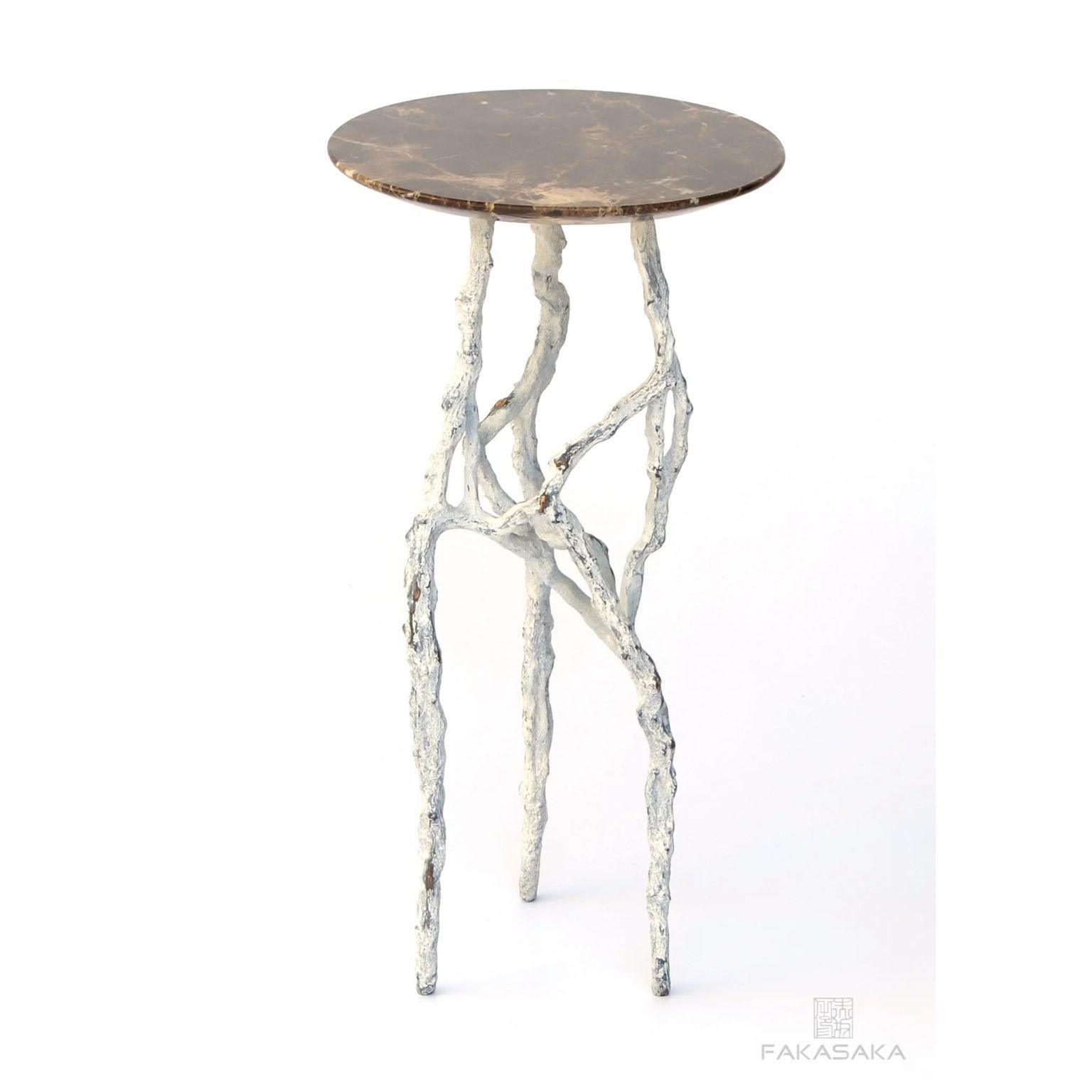 Marbre Table à boissons Alexia 3 avec plateau en marbre impérial marron par Fakasaka Design en vente
