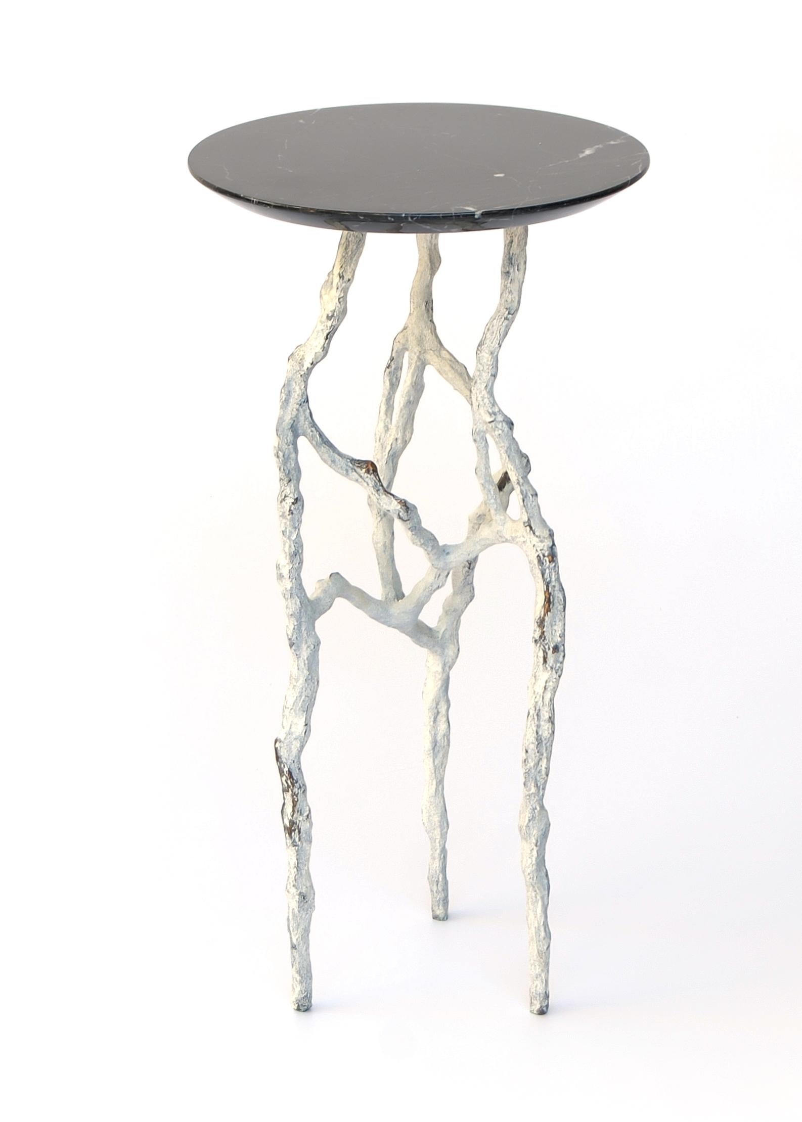 Modern Alexia 3 Drink Table with Nero Marquina Marble Top by Fakasaka Design For Sale