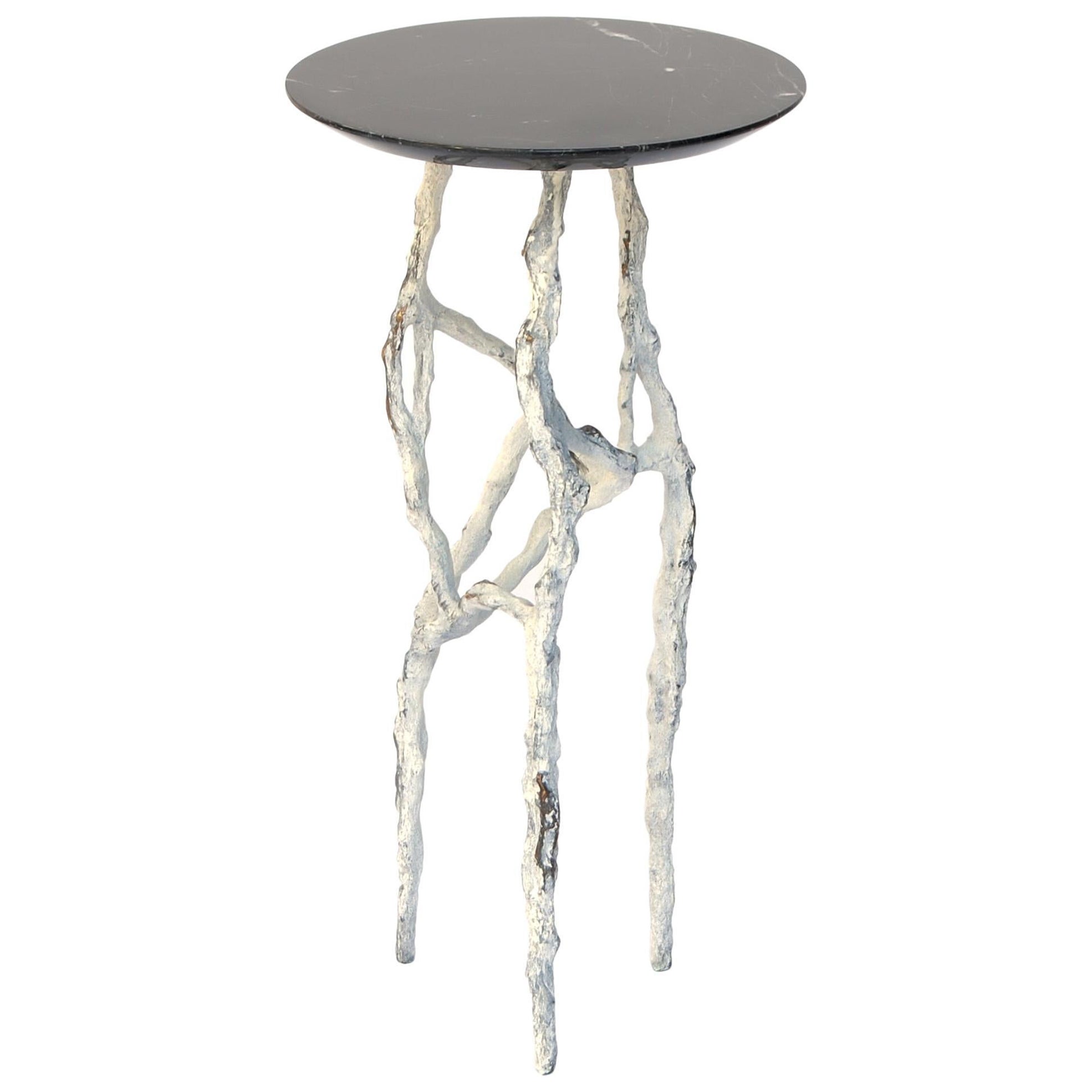 Alexia 3 Drink Table with Nero Marquina Marble Top by Fakasaka Design For Sale