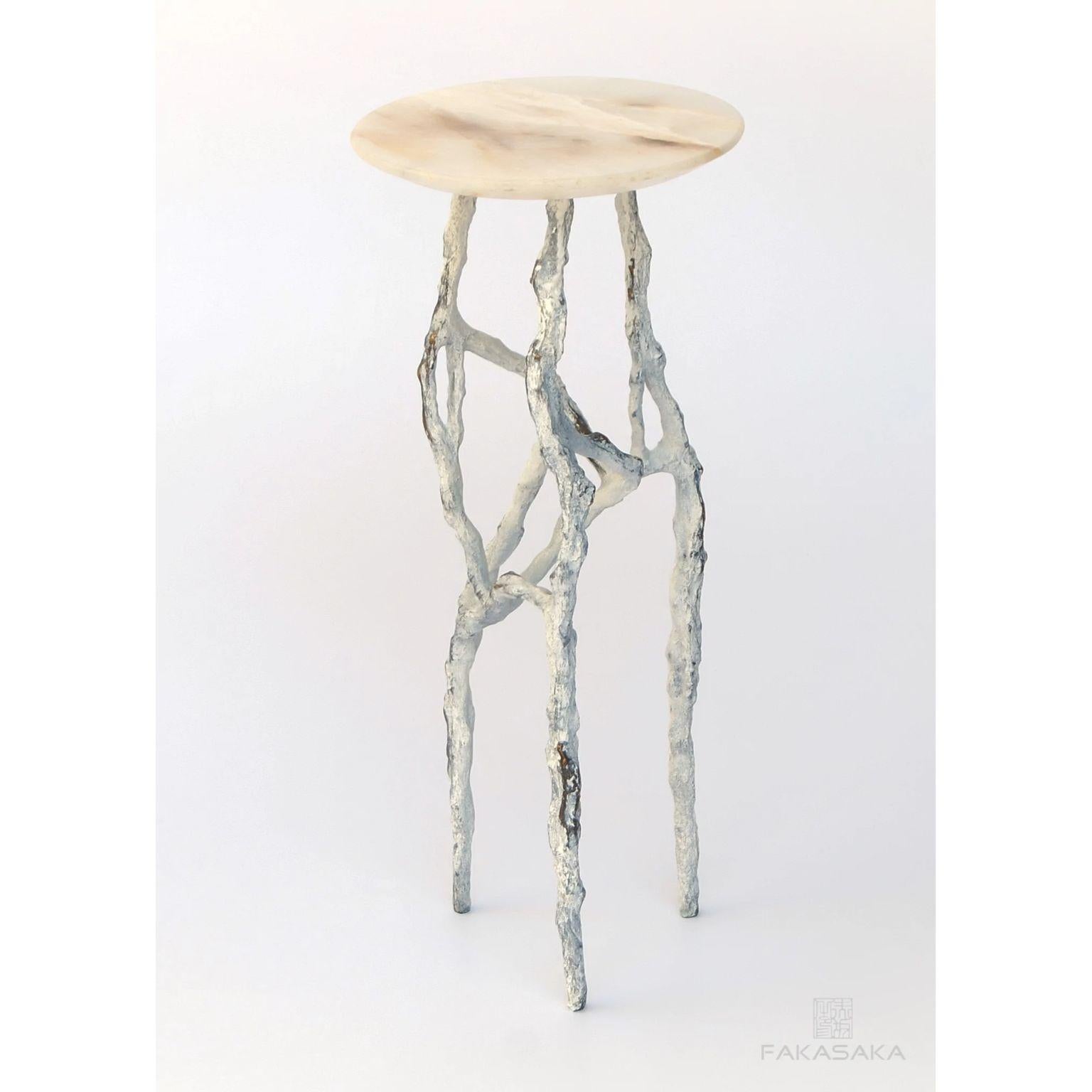 Modern Alexia 3 Drink Table with Onyx Marble Top by Fakasaka Design For Sale