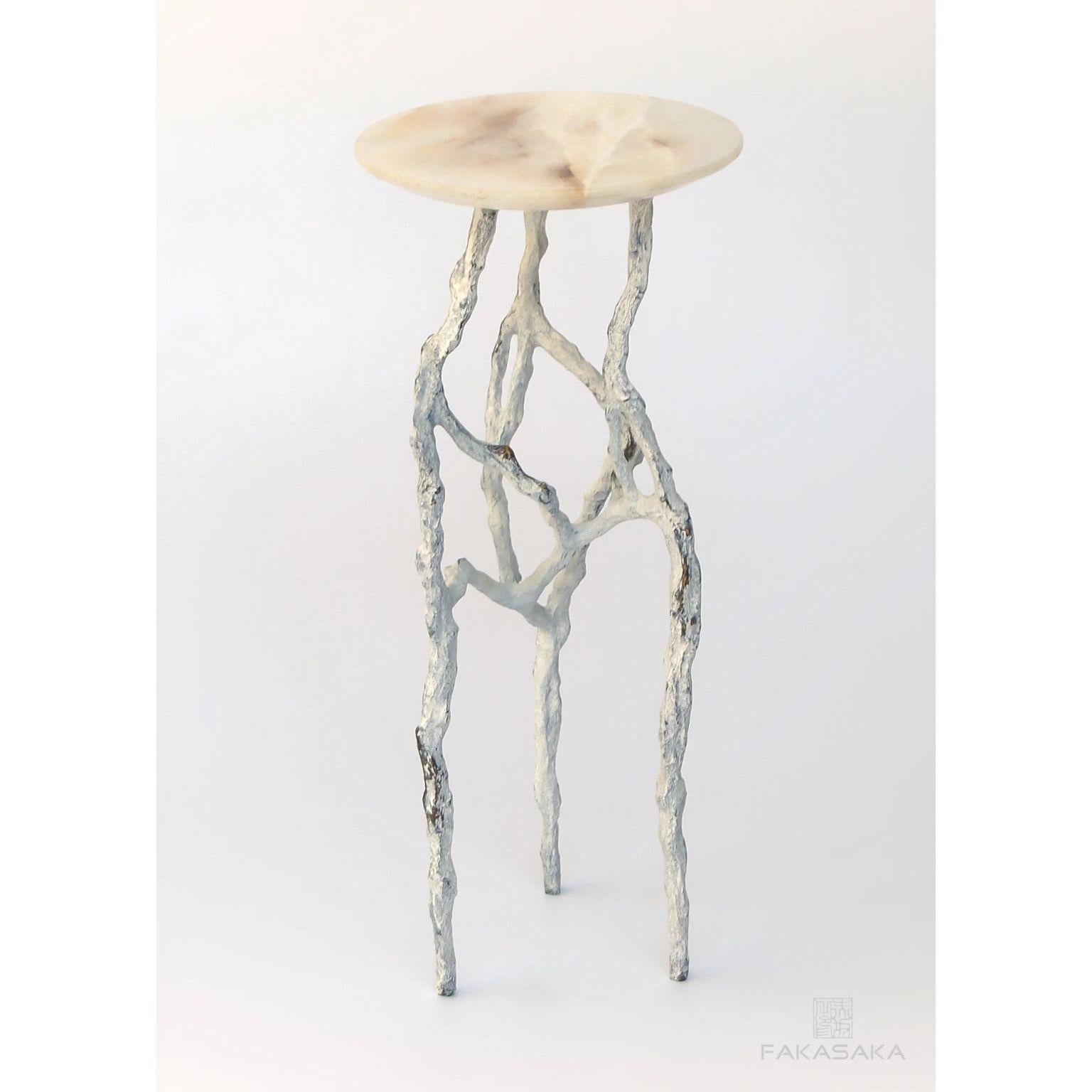 Brazilian Alexia 3 Drink Table with Onyx Marble Top by Fakasaka Design For Sale