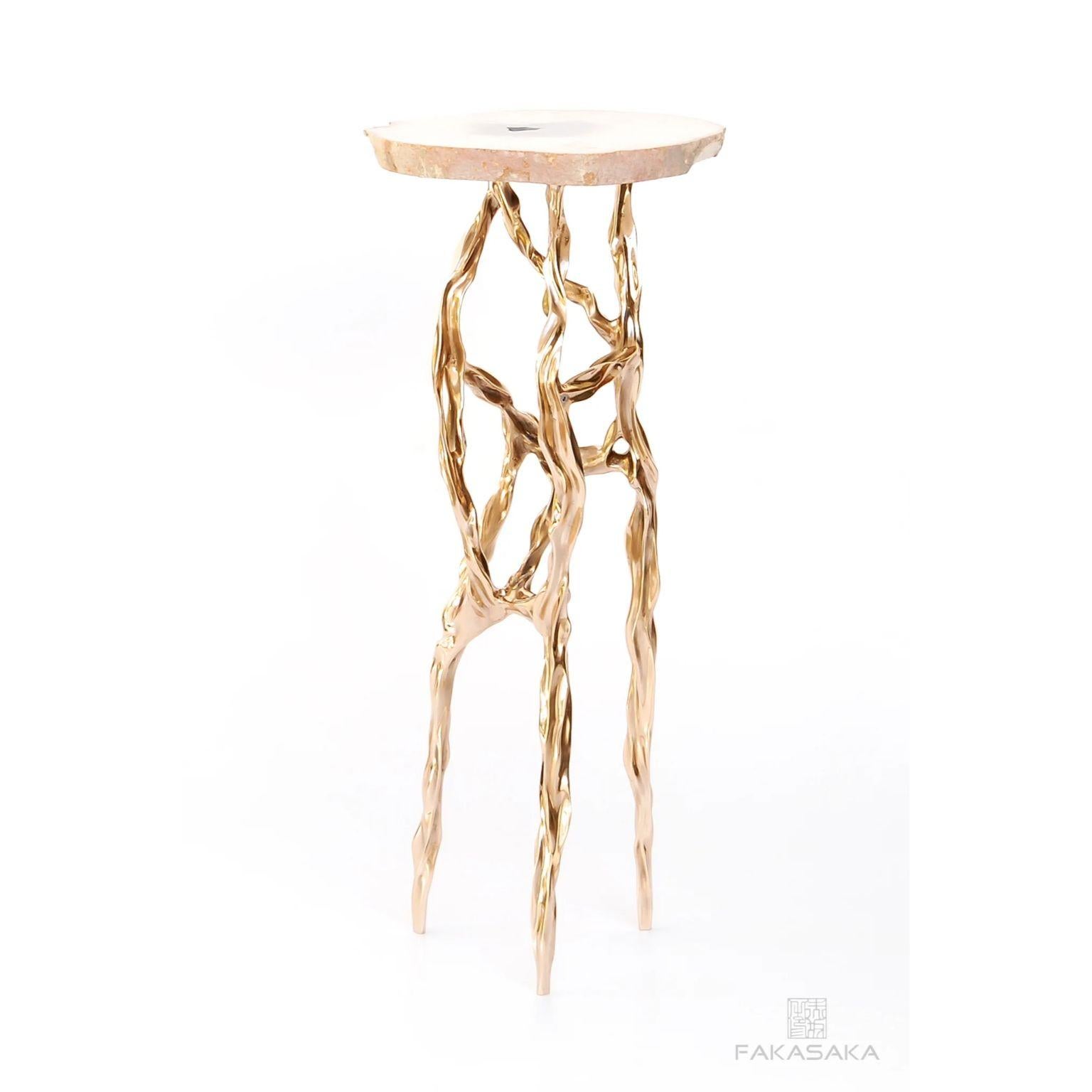 Modern Alexia Drink Table with Agate Top by Fakasaka Design For Sale