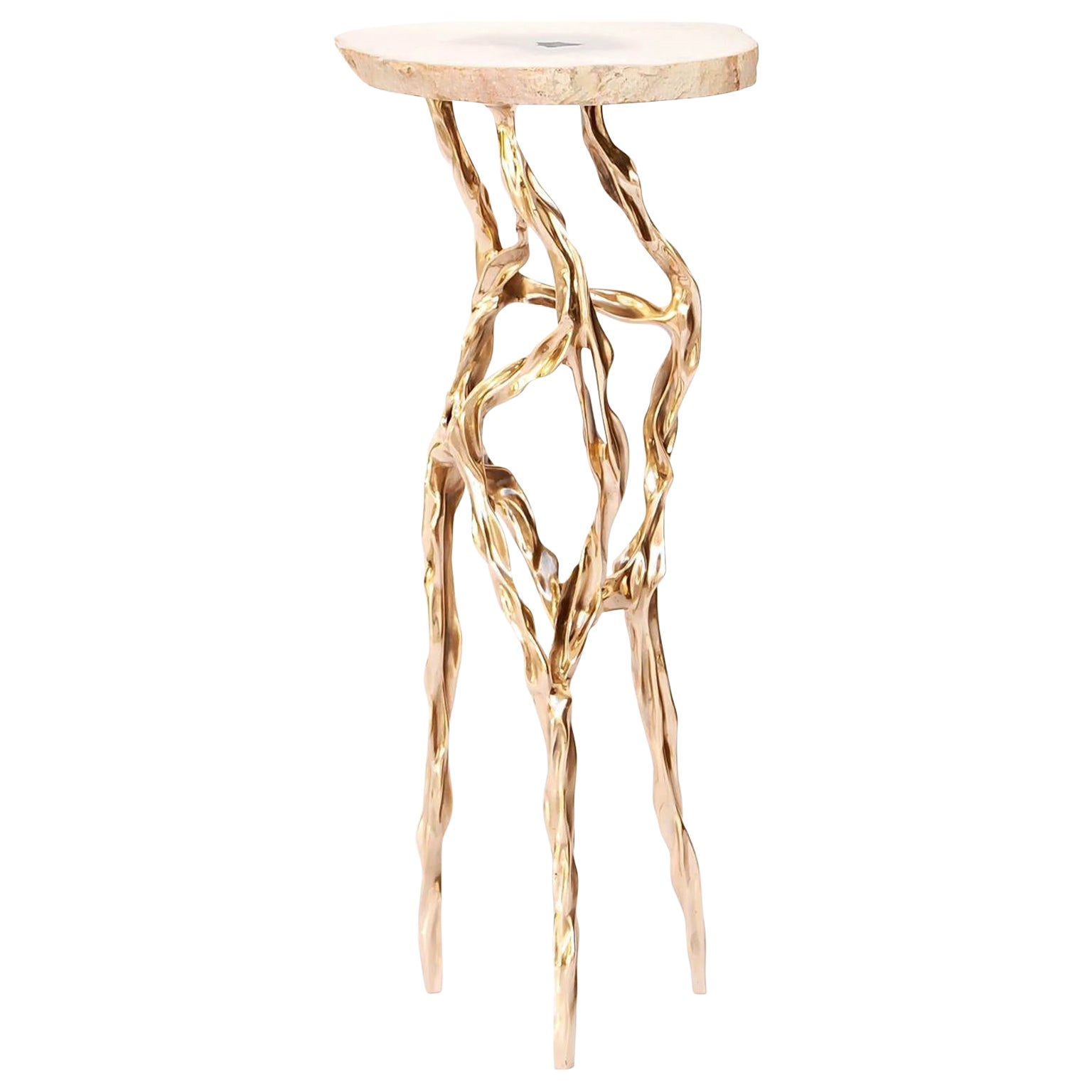 Alexia Drink Table with Agate Top by Fakasaka Design For Sale