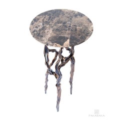 Alexia Drink Table with Marrom Imperial Marble Top by Fakasaka Design