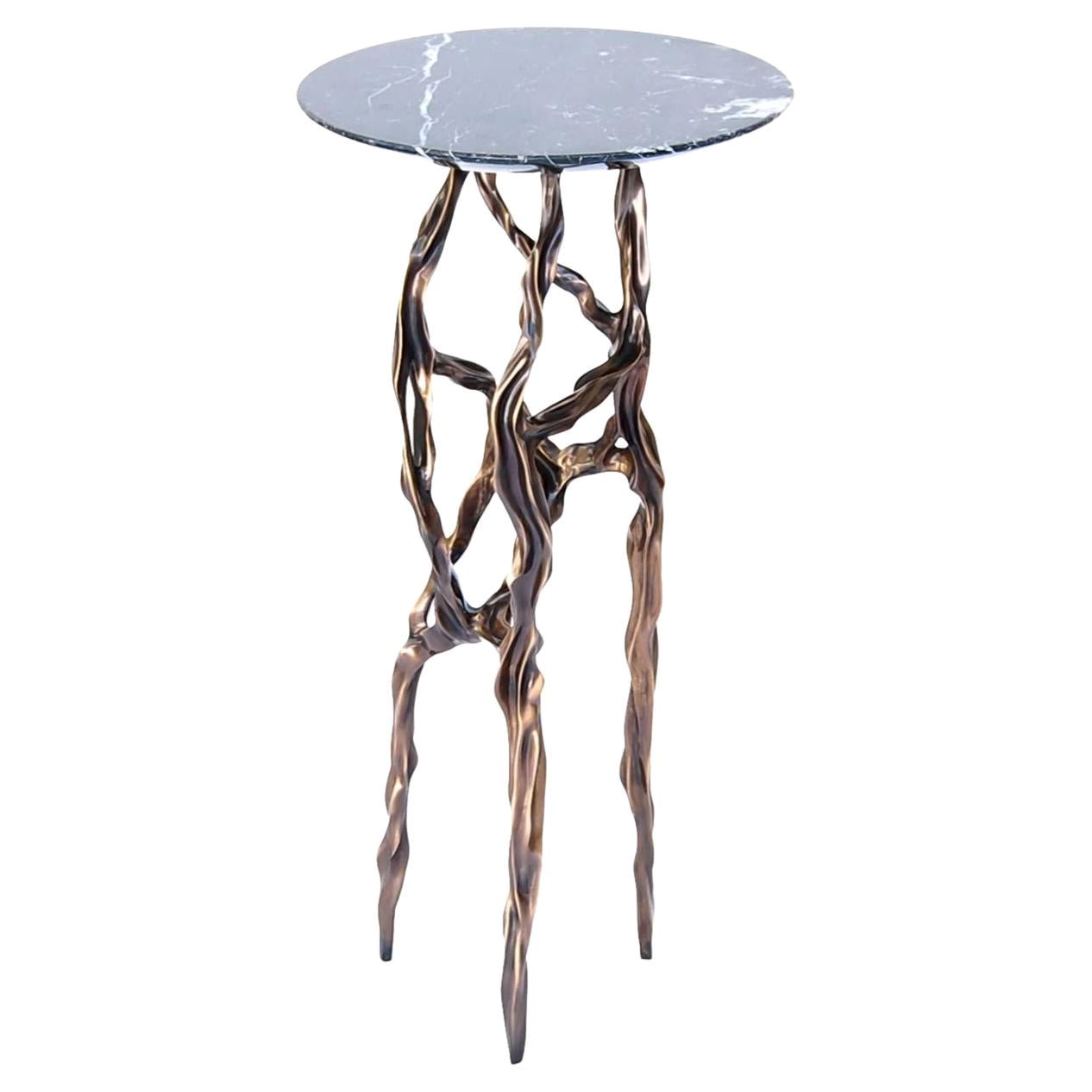 Alexia Drink Table with Nero Marquina Marble Top by Fakasaka Design