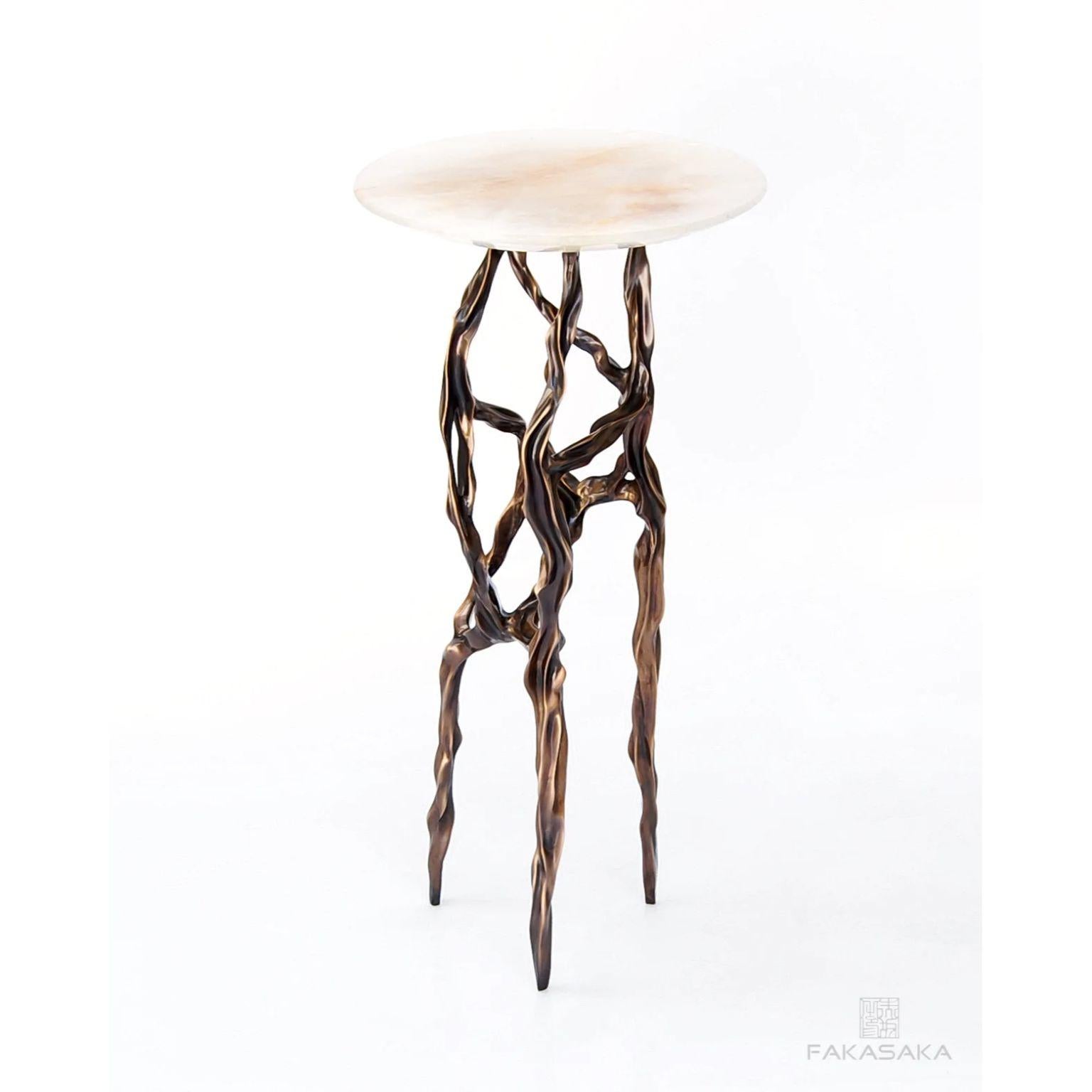 Modern Alexia Drink Table with Onyx Top by Fakasaka Design For Sale