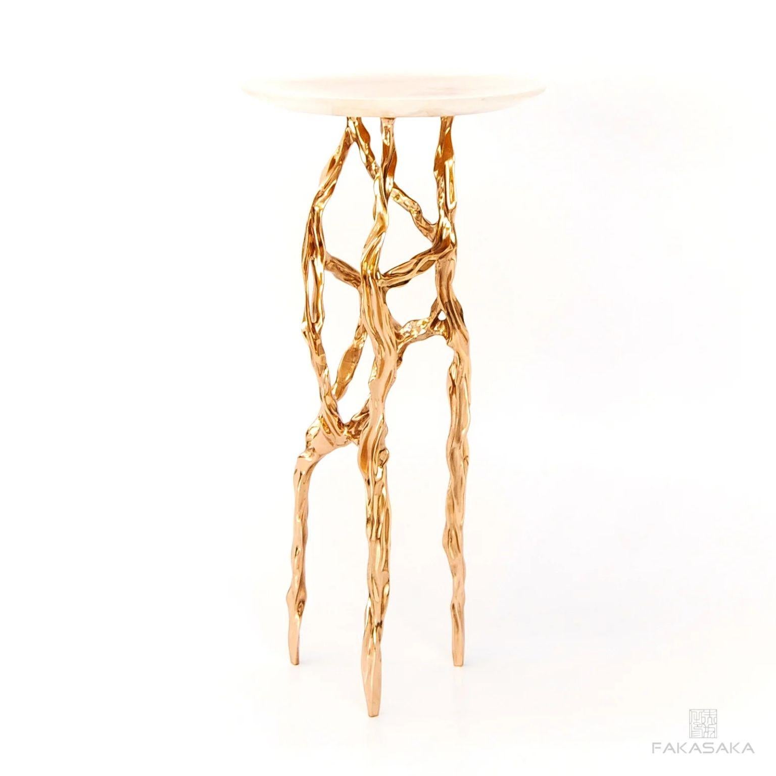 Brazilian Alexia Drink Table with Onyx Top by Fakasaka Design For Sale