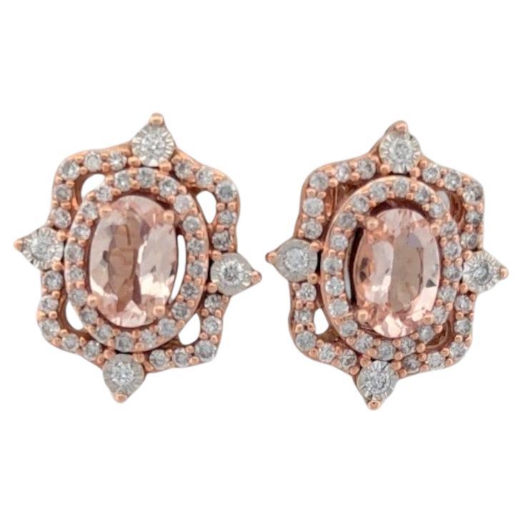 Alessio  Orecchini con borchie in oro rosa 14k e diamanti, orecchini con borchie per matrimonio