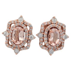 Alessio  Orecchini con borchie in oro rosa 14k e diamanti, orecchini con borchie per matrimonio