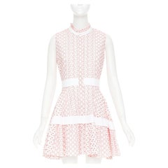 ALEXIS 2020 white pink rustikan floral guipure lace fit flare dress M
