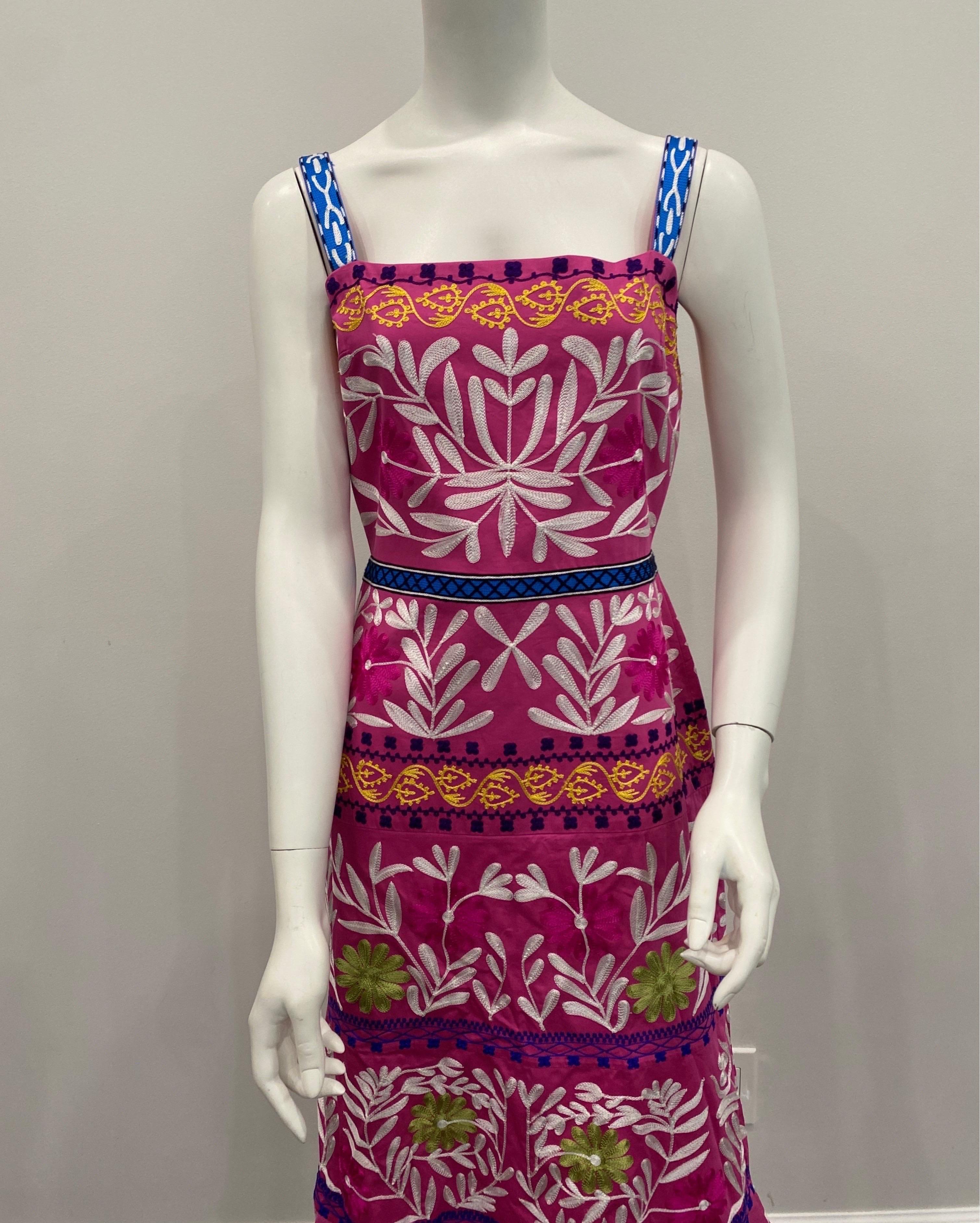 Pink Alexis Alora Embroidered Midi Dress -Size Medium