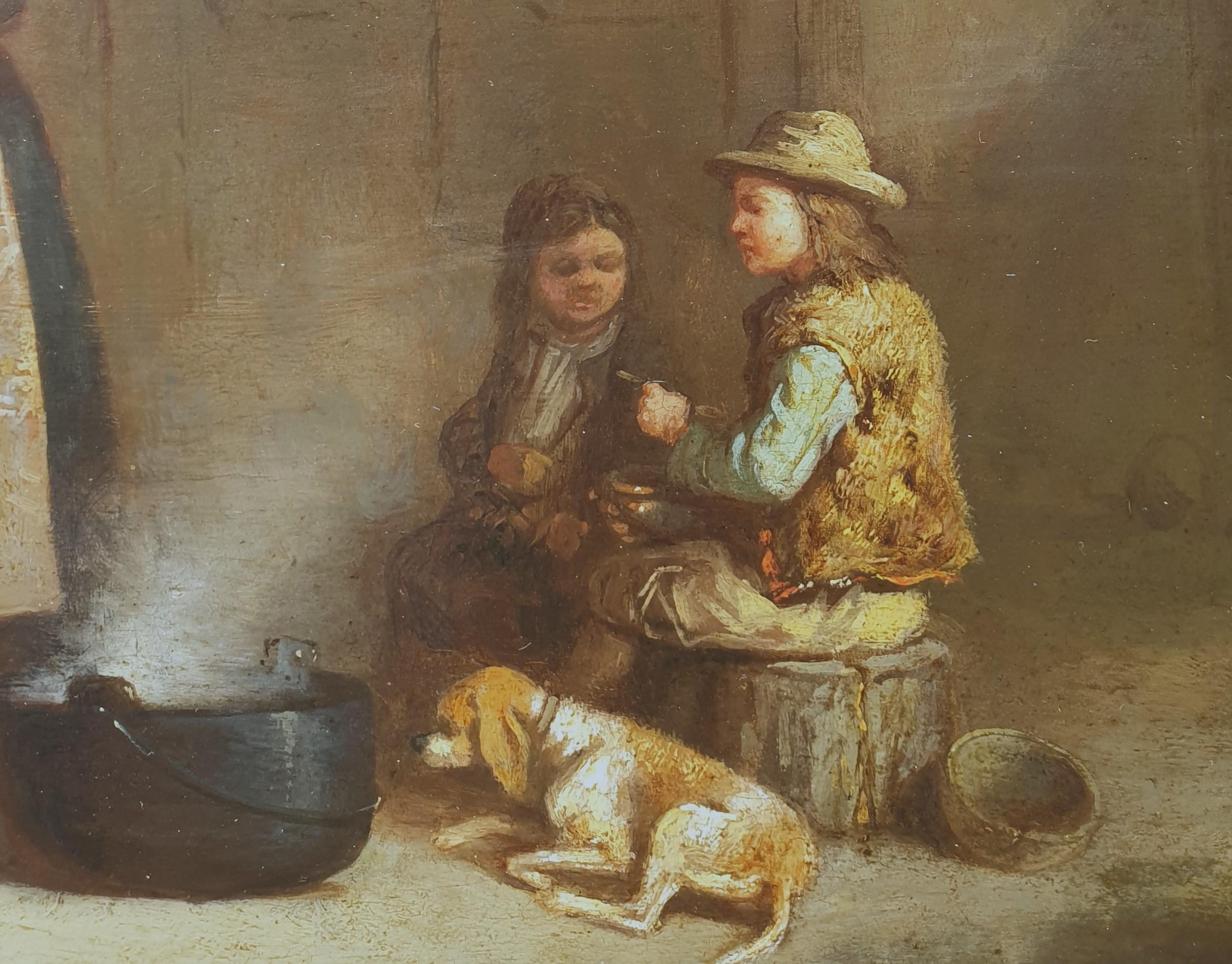 Peinture DARCY-DUMOULIN Bretagne paysans intérieur enfants poupée française 19ème 1